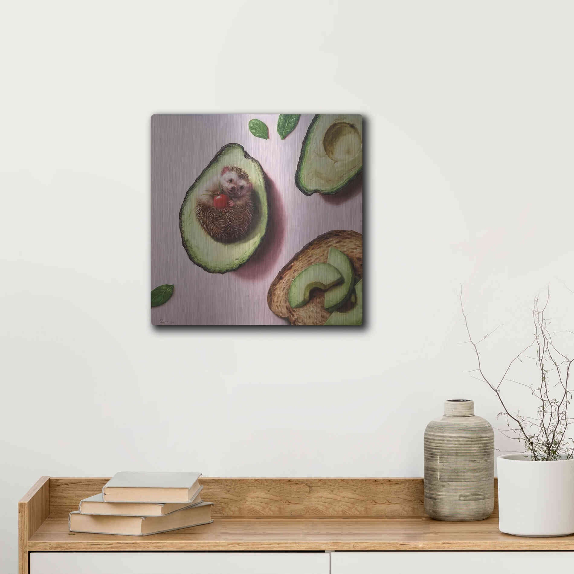 Luxe Metal Art 'Avocado Toast' by Lucia Heffernan, Metal Wall Art,12x12