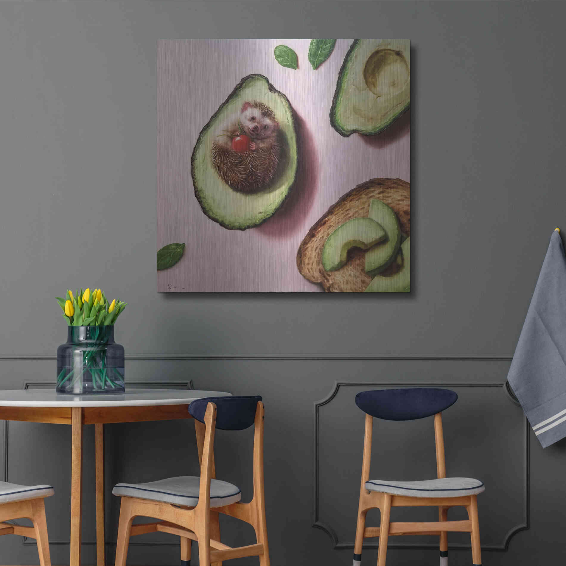 Luxe Metal Art 'Avocado Toast' by Lucia Heffernan, Metal Wall Art,36x36
