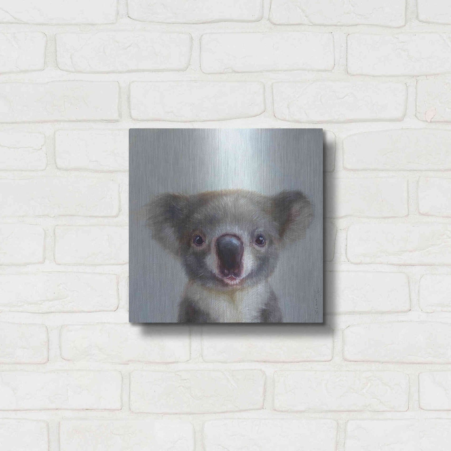 Luxe Metal Art 'Lil Koala' by Lucia Heffernan, Metal Wall Art,12x12