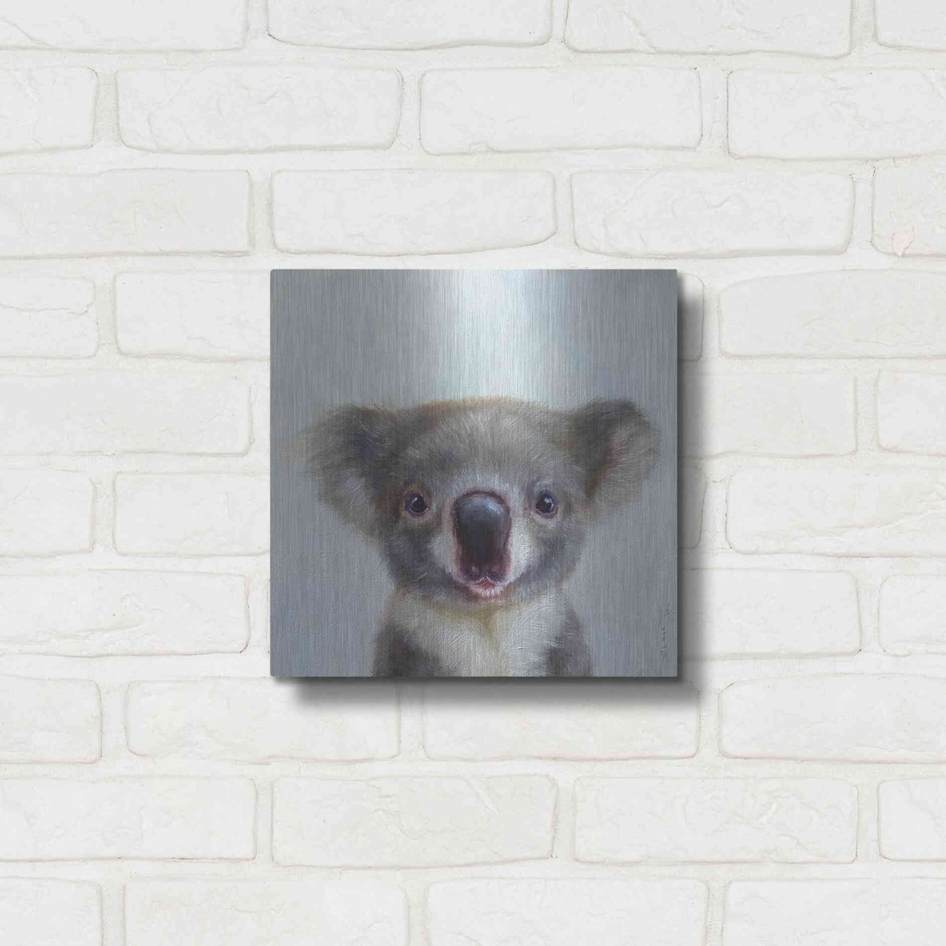 Luxe Metal Art 'Lil Koala' by Lucia Heffernan, Metal Wall Art,12x12