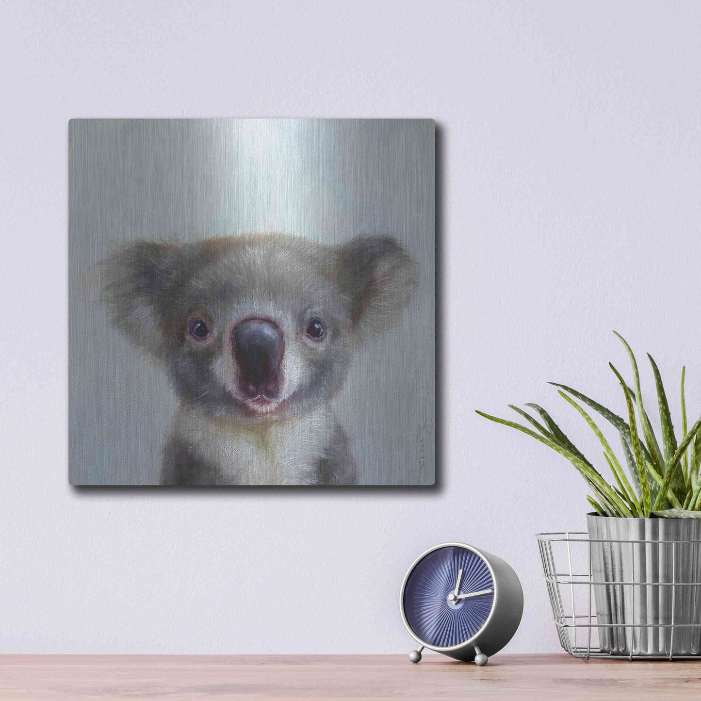 Luxe Metal Art 'Lil Koala' by Lucia Heffernan, Metal Wall Art,12x12