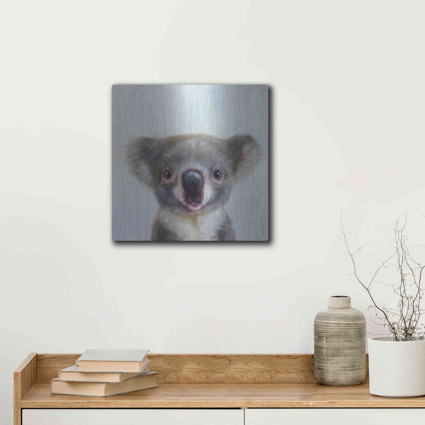 Luxe Metal Art 'Lil Koala' by Lucia Heffernan, Metal Wall Art,12x12