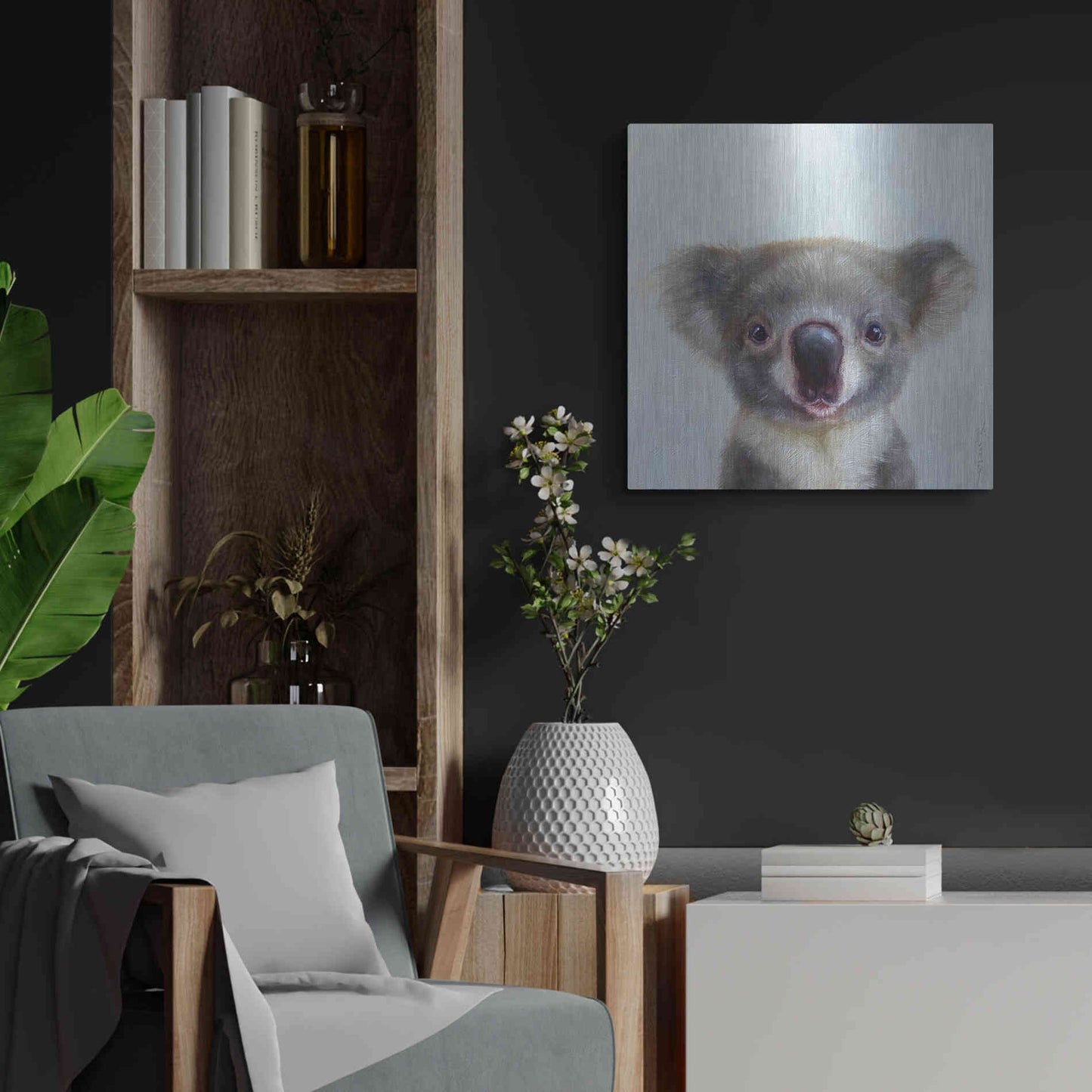 Luxe Metal Art 'Lil Koala' by Lucia Heffernan, Metal Wall Art,24x24