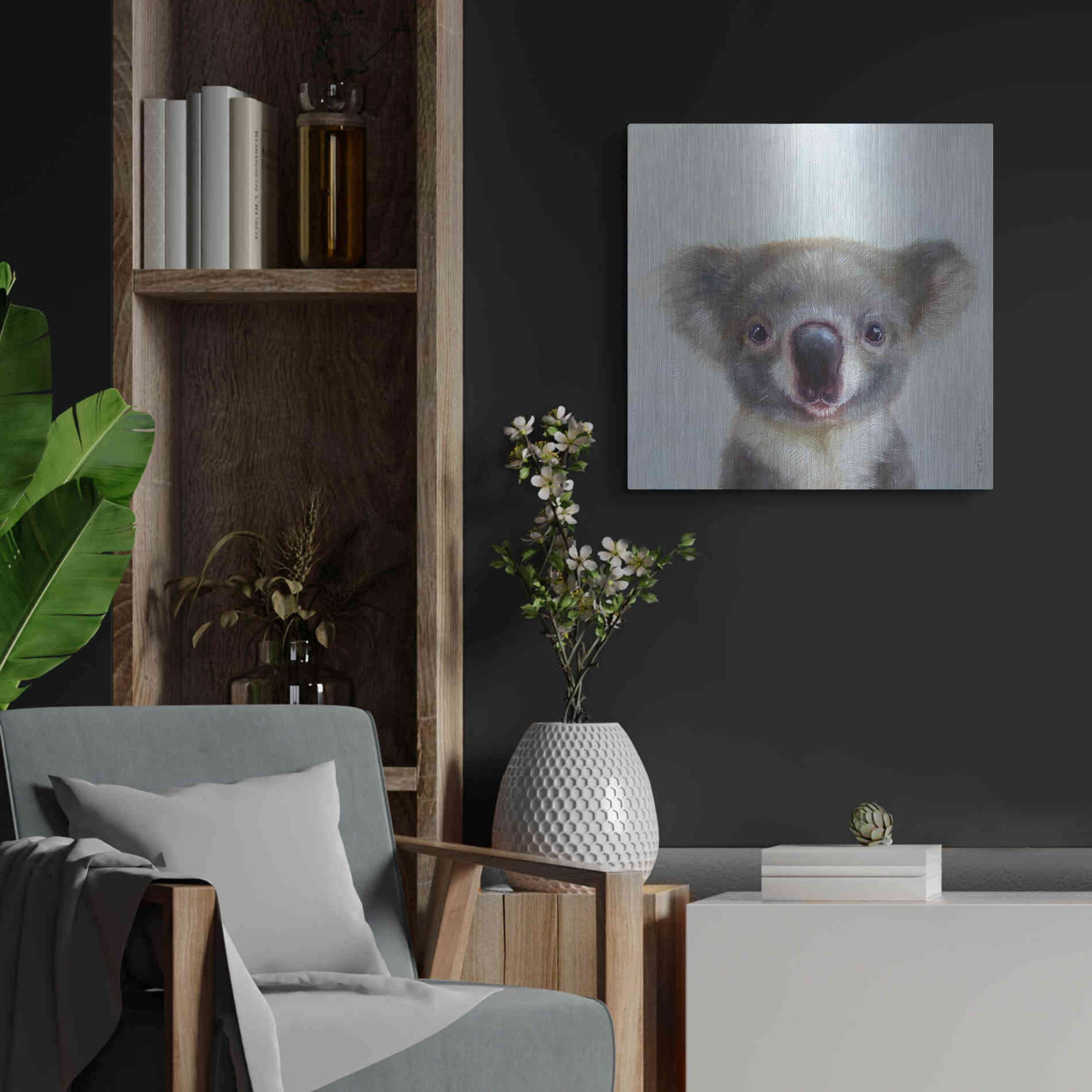 Luxe Metal Art 'Lil Koala' by Lucia Heffernan, Metal Wall Art,24x24