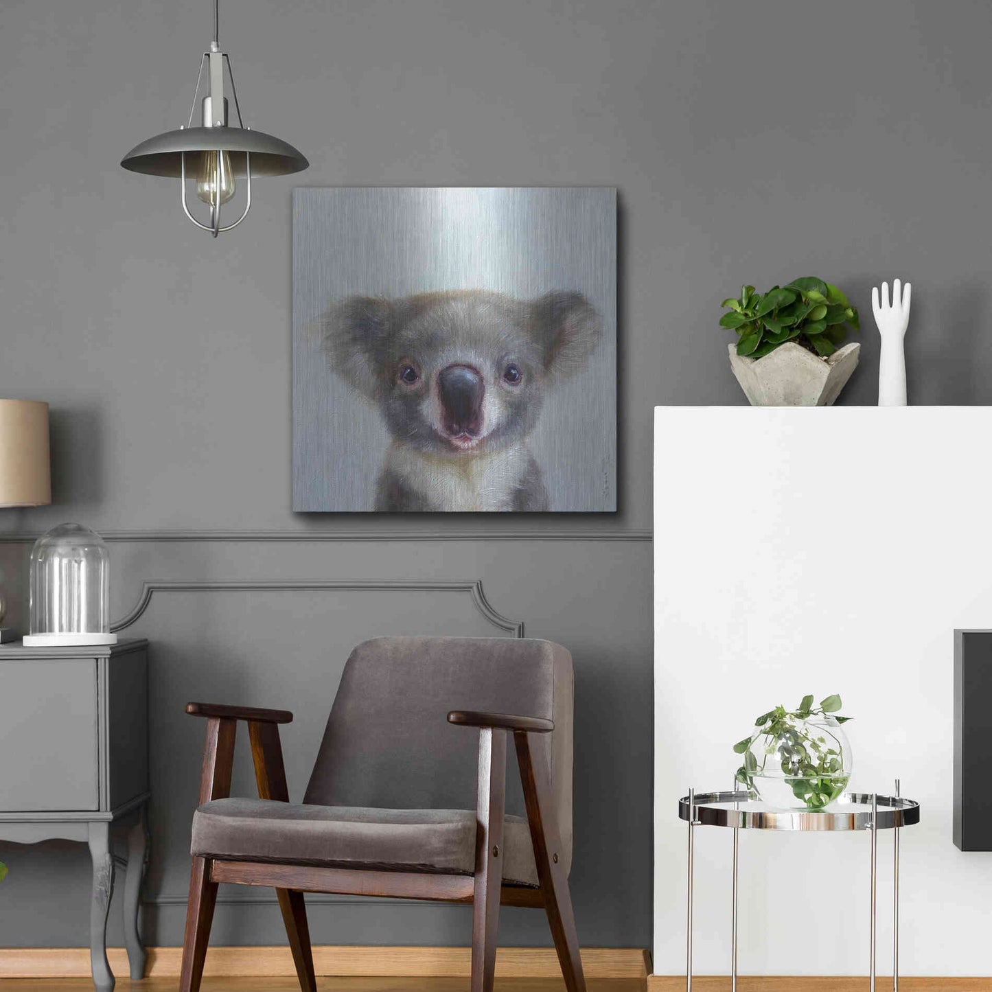 Luxe Metal Art 'Lil Koala' by Lucia Heffernan, Metal Wall Art,24x24