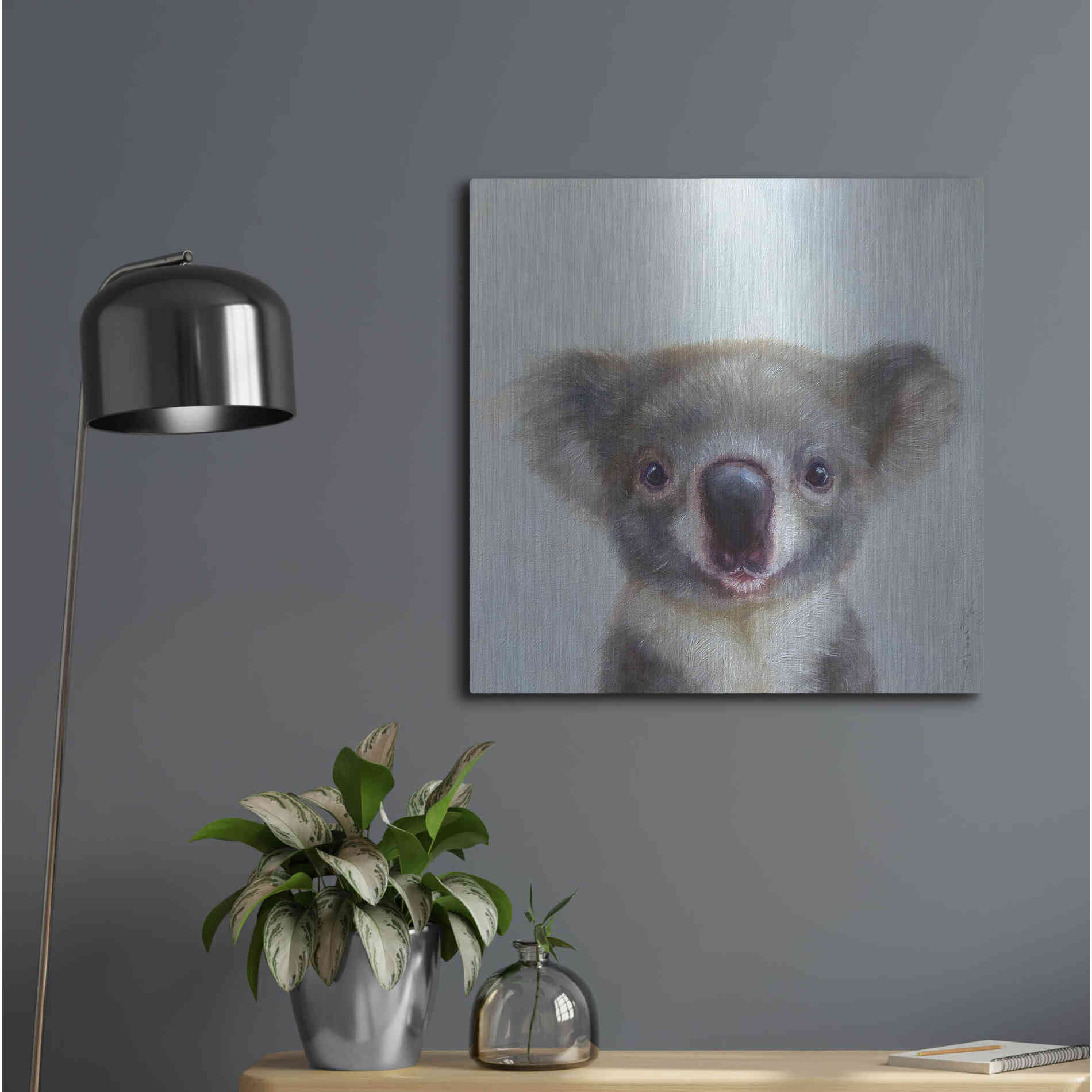 Luxe Metal Art 'Lil Koala' by Lucia Heffernan, Metal Wall Art,24x24