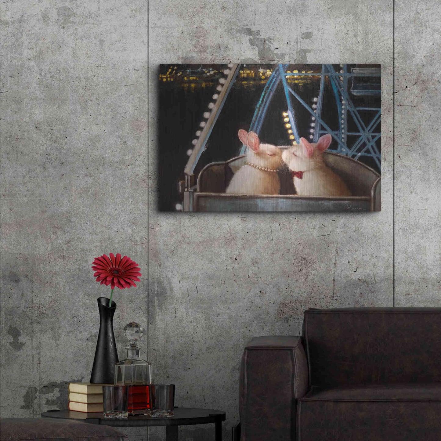 Luxe Metal Art 'First Kiss' by Lucia Heffernan, Metal Wall Art,36x24