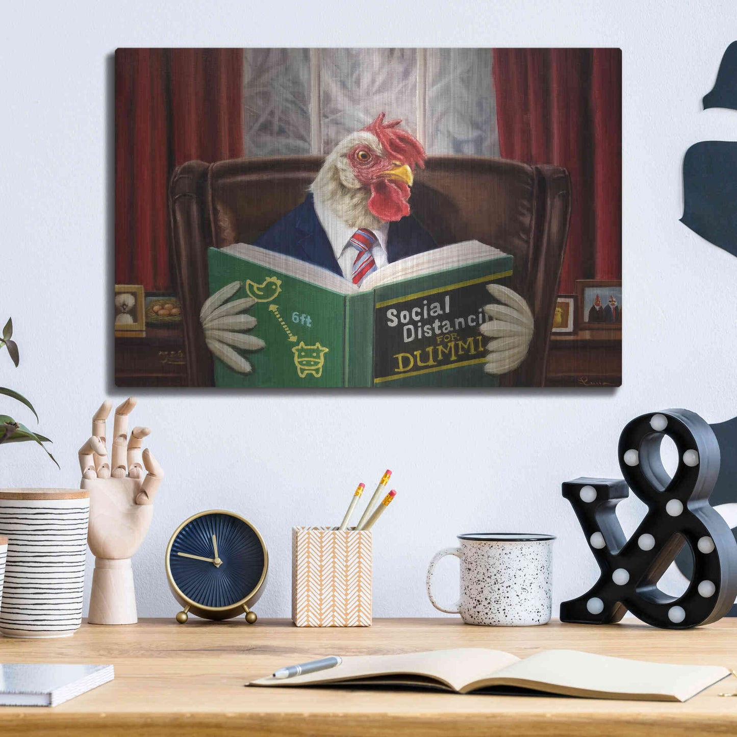 Luxe Metal Art 'Bird Brain' by Lucia Heffernan, Metal Wall Art,16x12