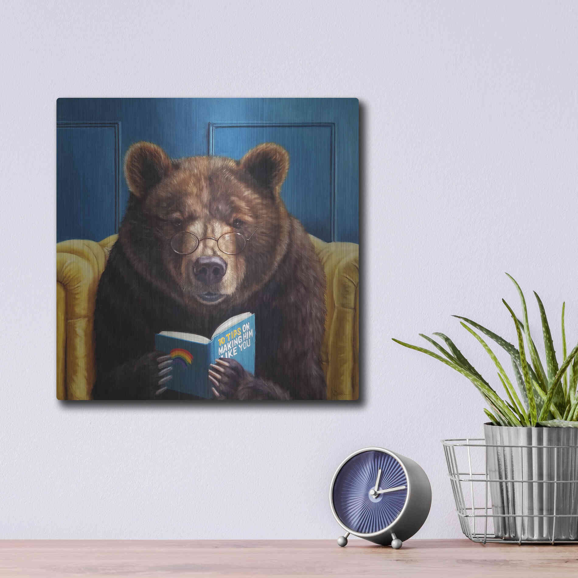 Luxe Metal Art 'Bear Trap' by Lucia Heffernan, Metal Wall Art,12x12