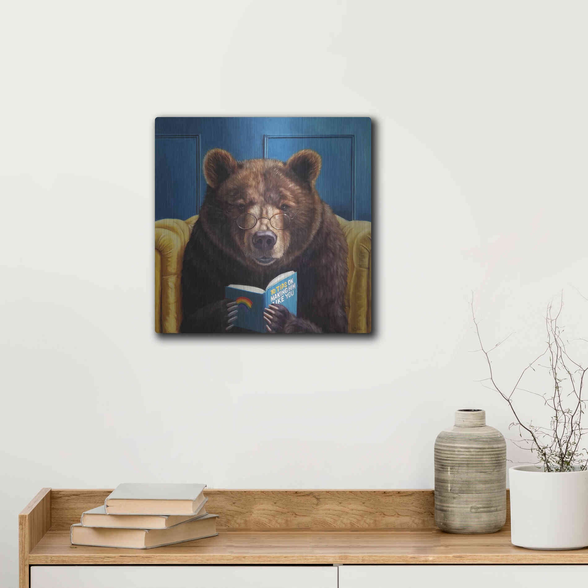 Luxe Metal Art 'Bear Trap' by Lucia Heffernan, Metal Wall Art,12x12