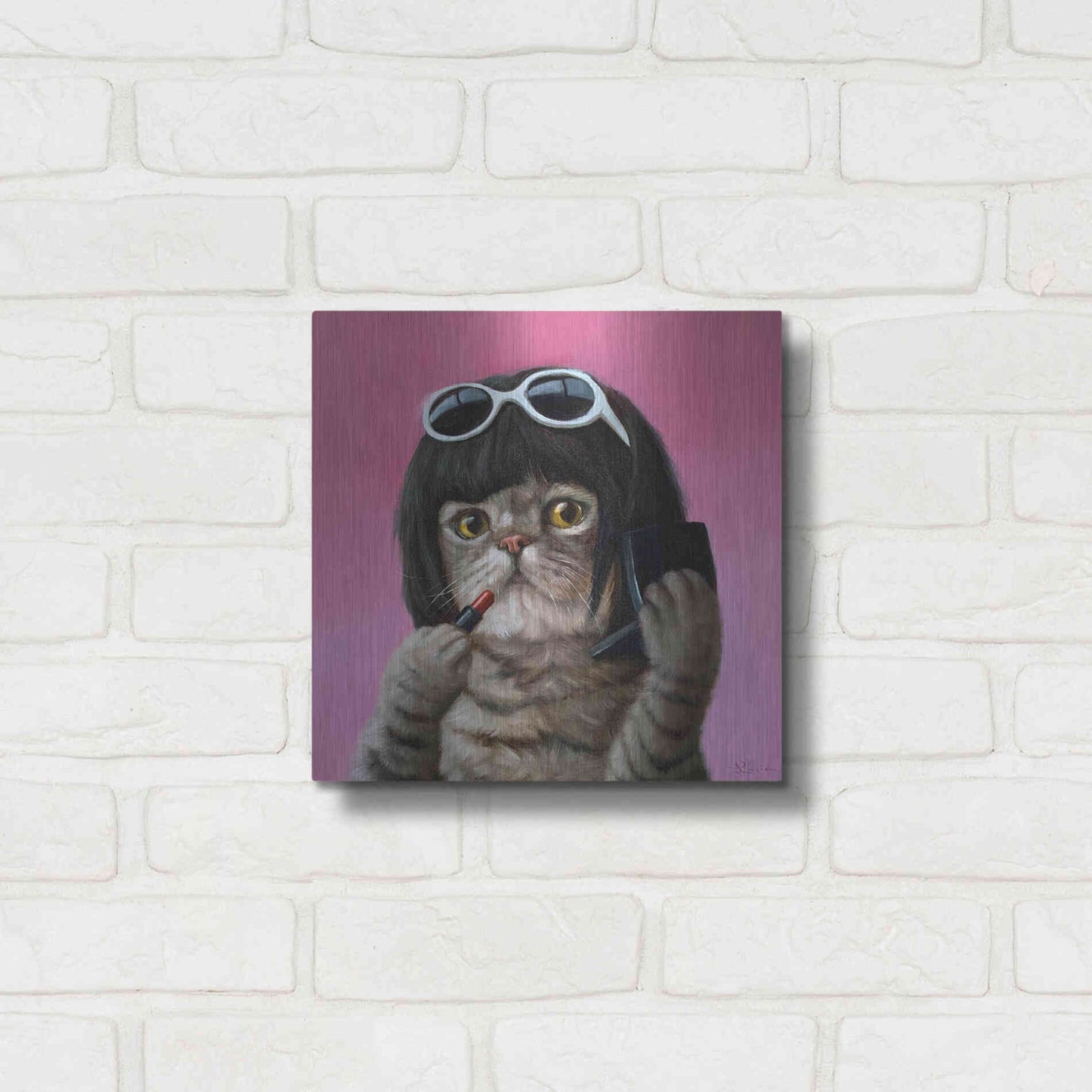 Luxe Metal Art 'Bob Cat' by Lucia Heffernan, Metal Wall Art,12x12
