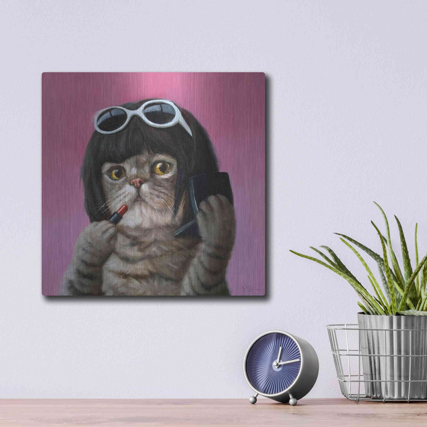Luxe Metal Art 'Bob Cat' by Lucia Heffernan, Metal Wall Art,12x12