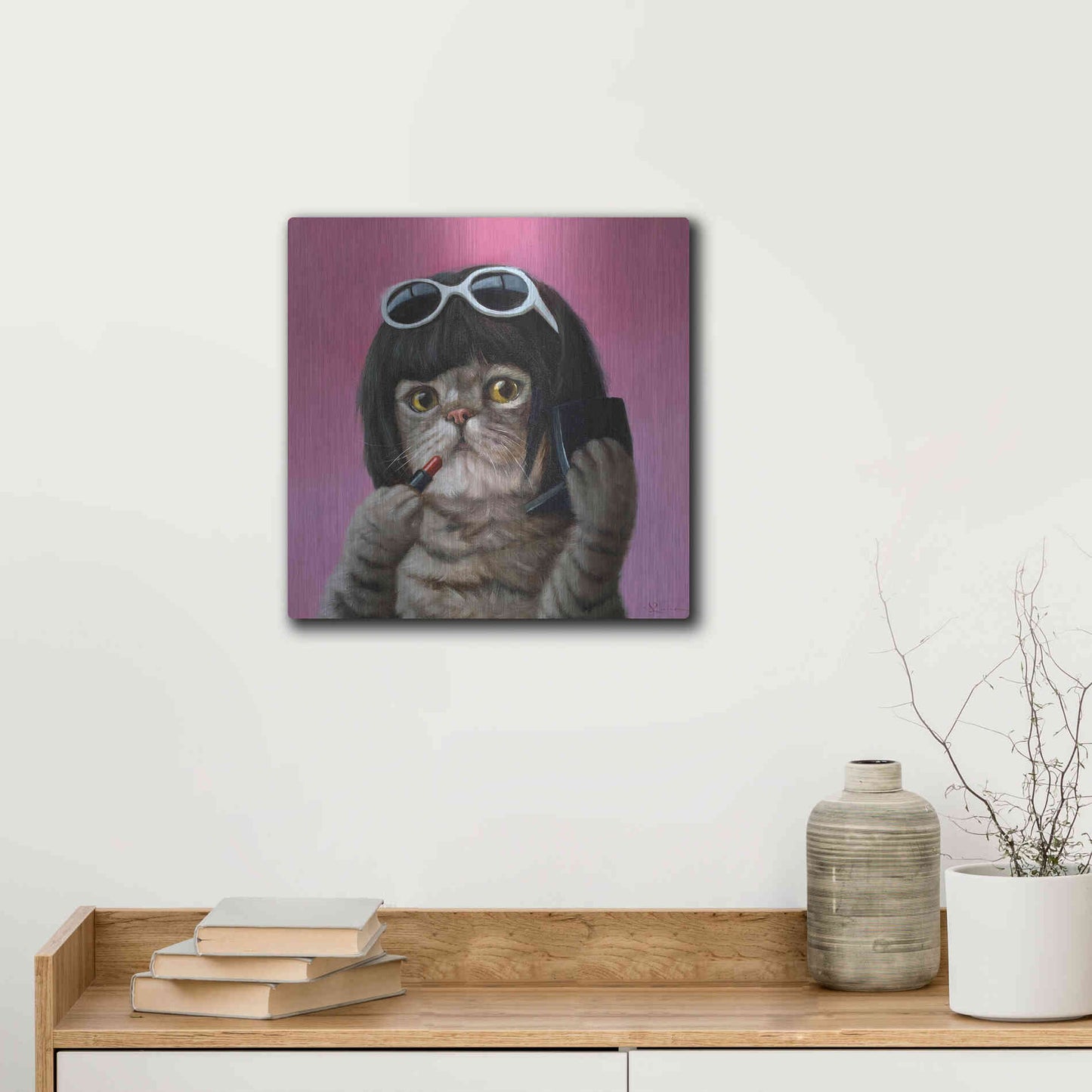 Luxe Metal Art 'Bob Cat' by Lucia Heffernan, Metal Wall Art,12x12