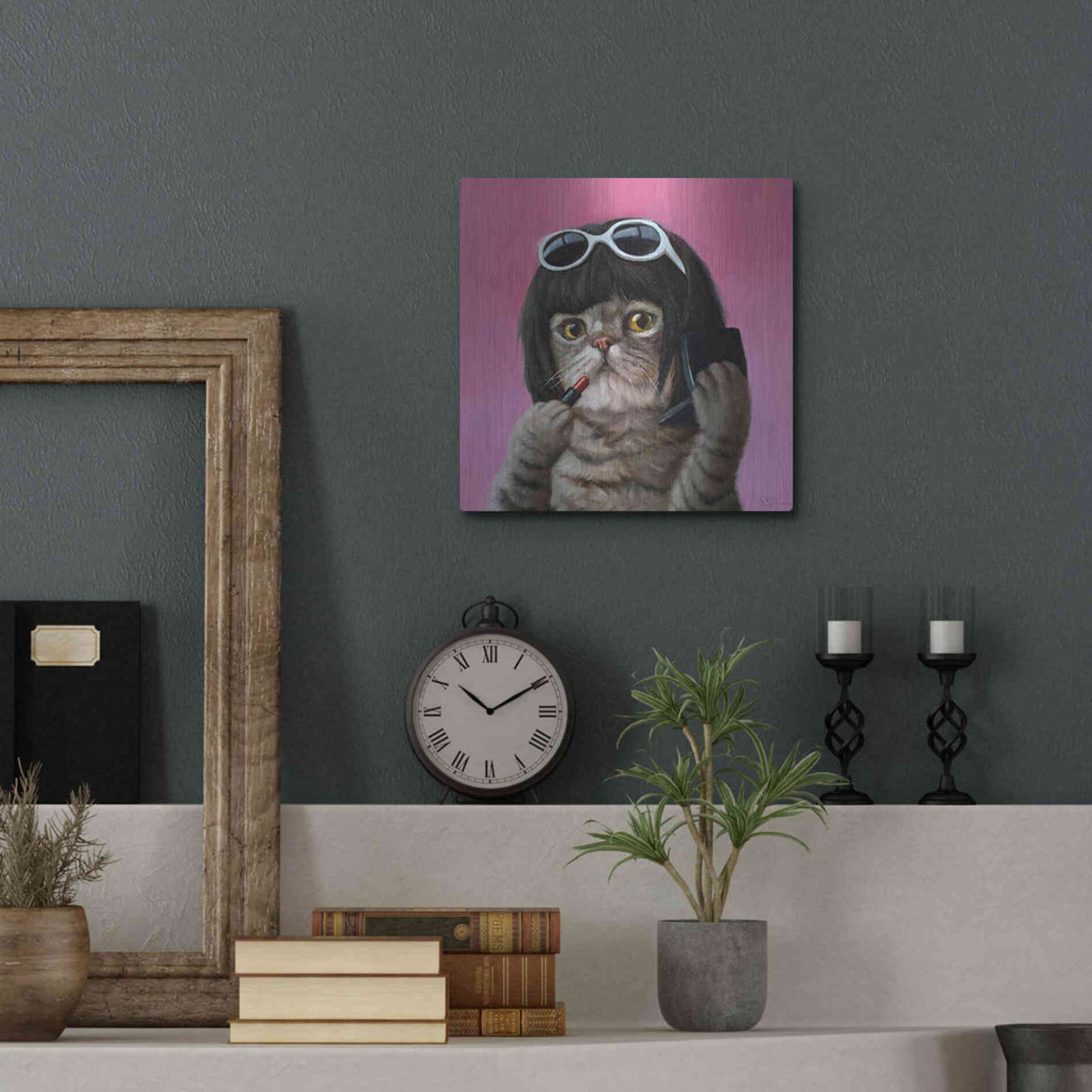 Luxe Metal Art 'Bob Cat' by Lucia Heffernan, Metal Wall Art,12x12