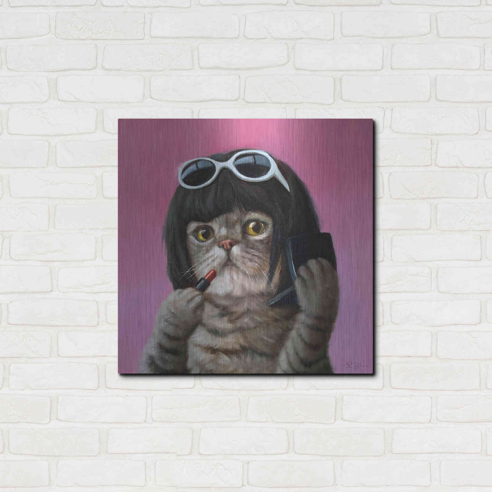 Luxe Metal Art 'Bob Cat' by Lucia Heffernan, Metal Wall Art,24x24