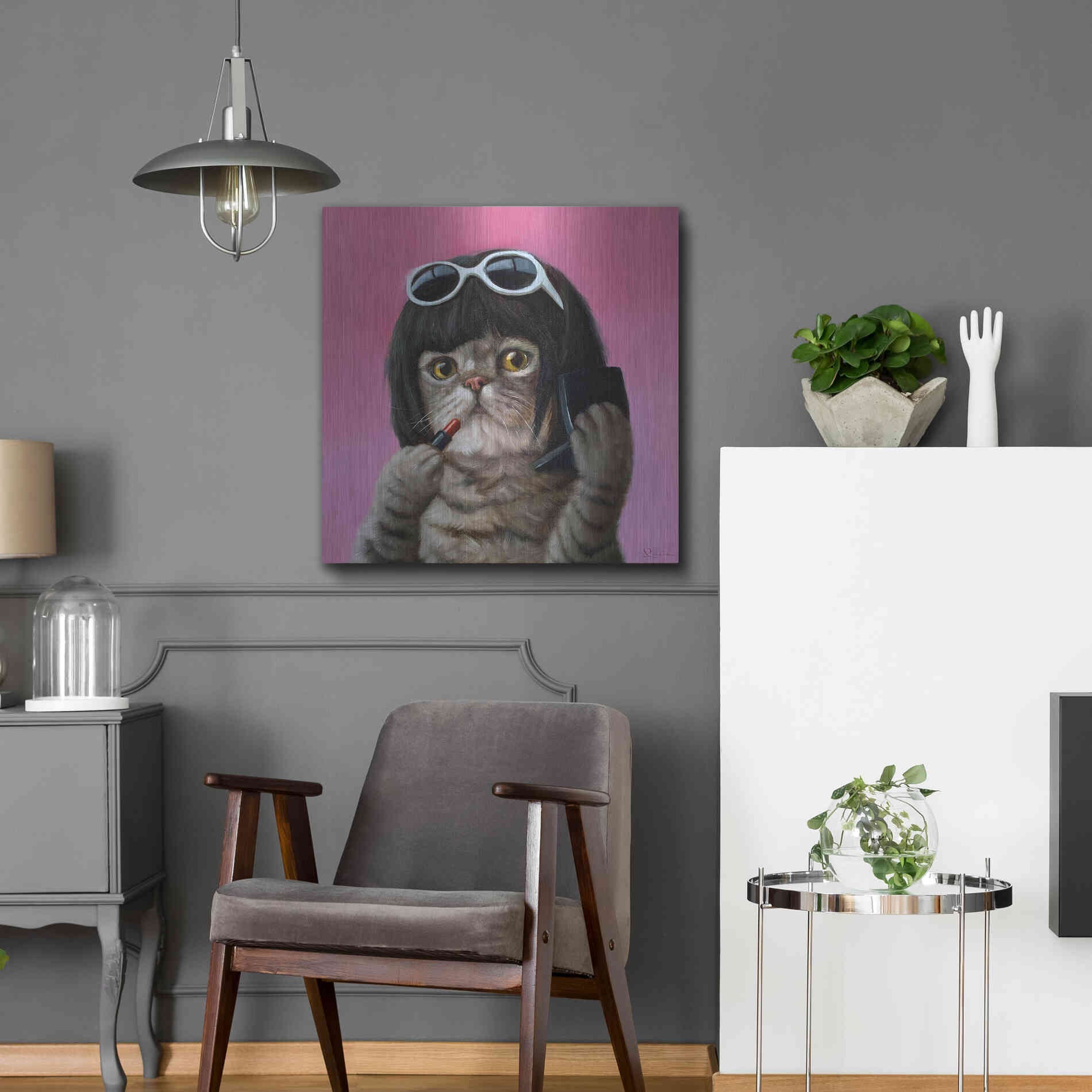 Luxe Metal Art 'Bob Cat' by Lucia Heffernan, Metal Wall Art,24x24