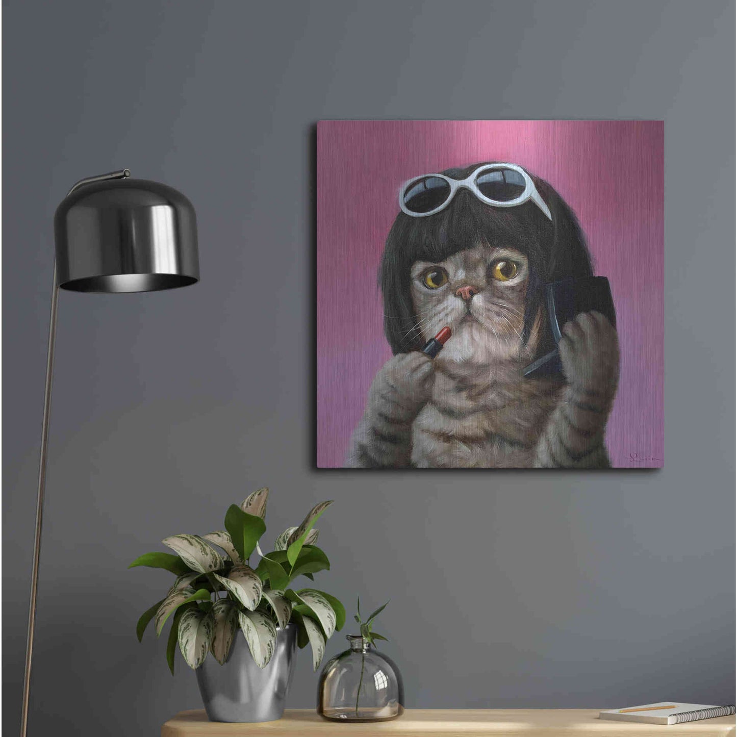 Luxe Metal Art 'Bob Cat' by Lucia Heffernan, Metal Wall Art,24x24