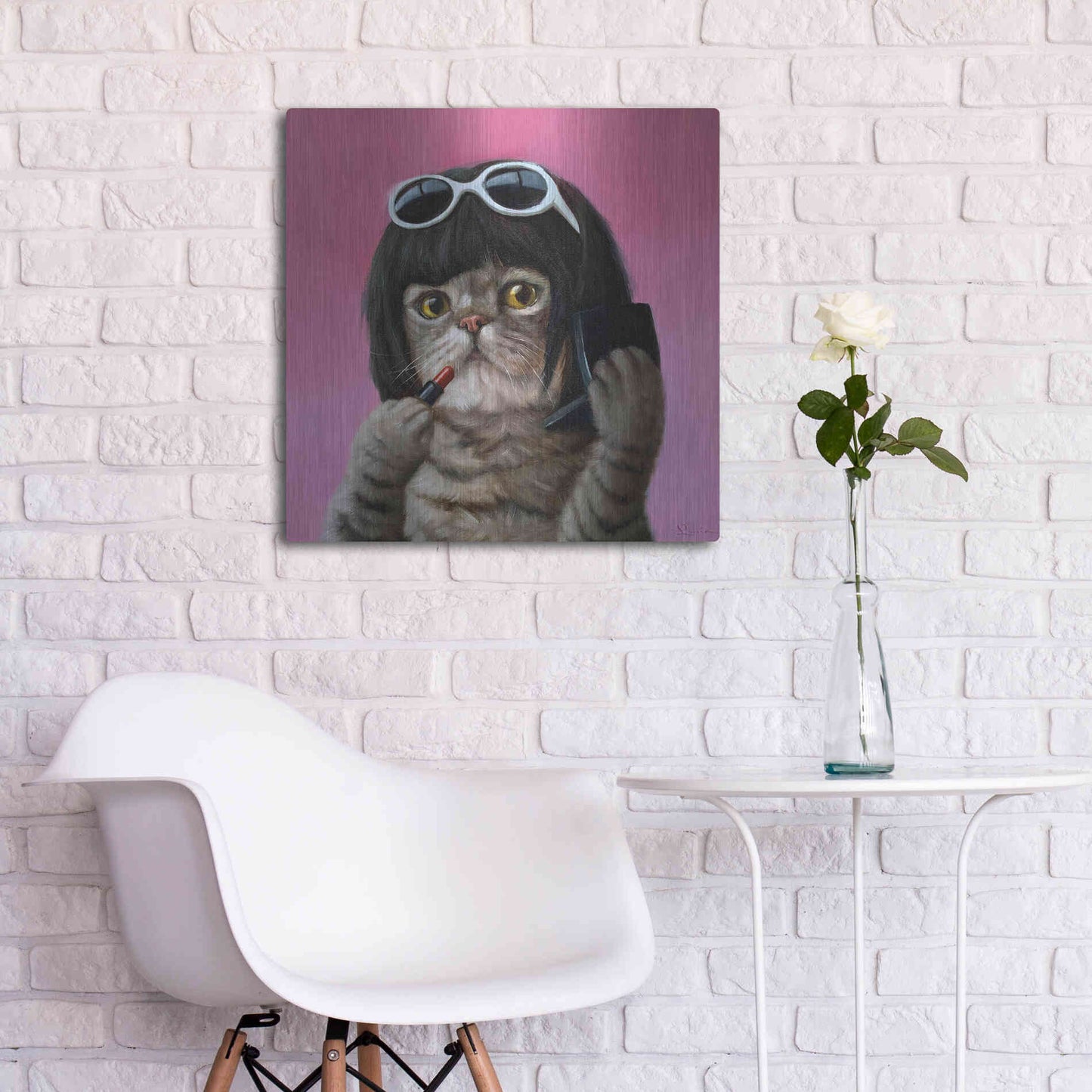 Luxe Metal Art 'Bob Cat' by Lucia Heffernan, Metal Wall Art,24x24