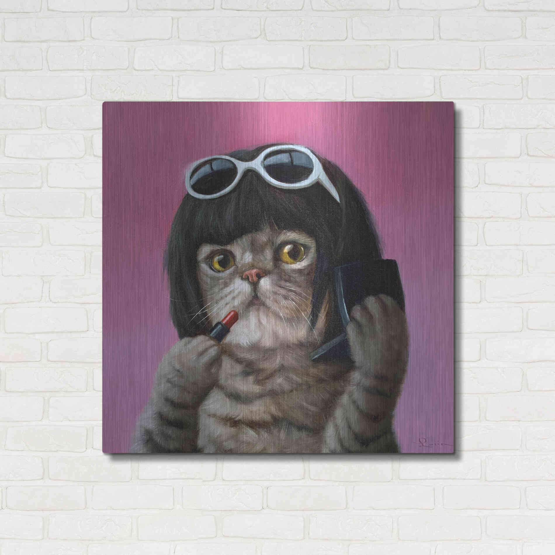 Luxe Metal Art 'Bob Cat' by Lucia Heffernan, Metal Wall Art,36x36
