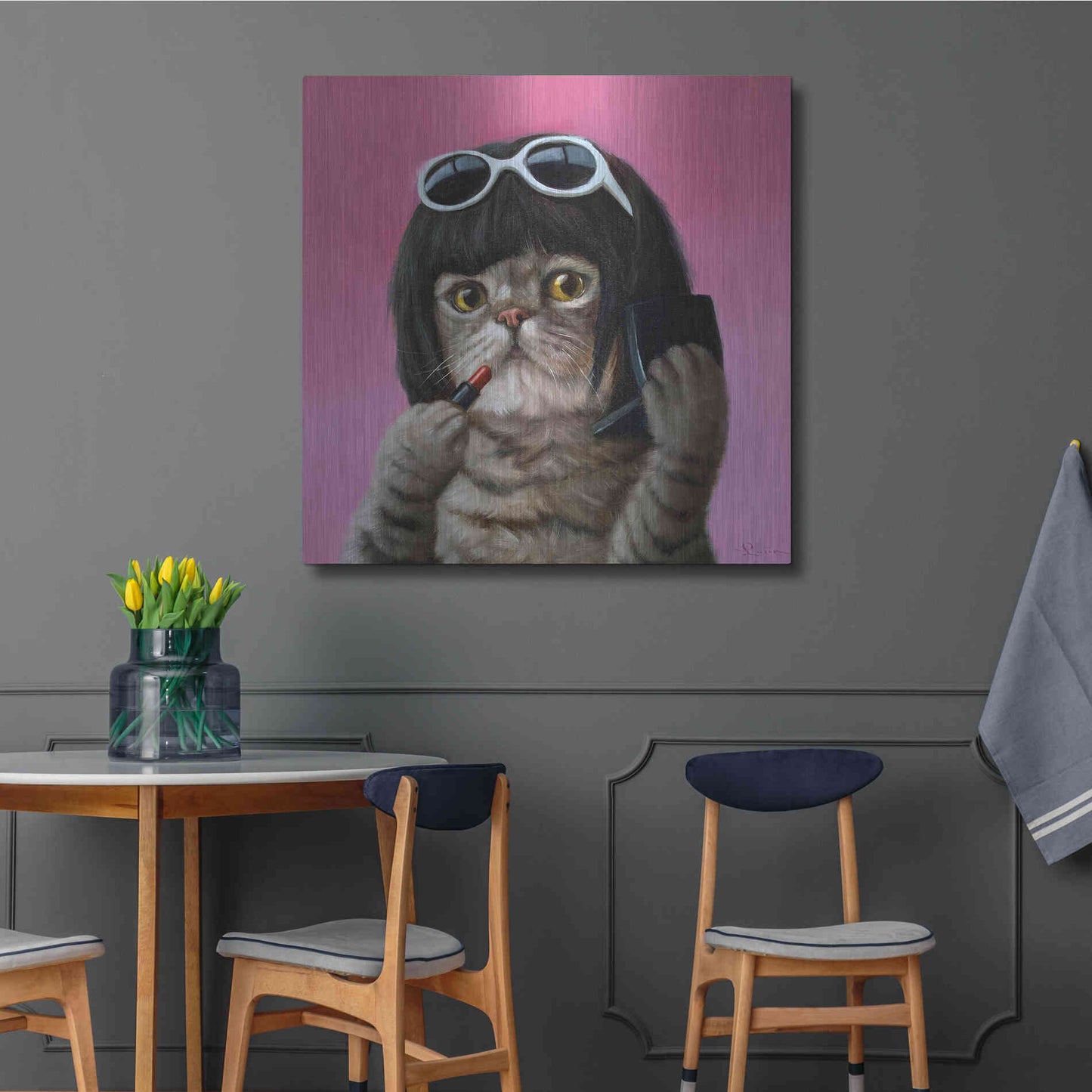 Luxe Metal Art 'Bob Cat' by Lucia Heffernan, Metal Wall Art,36x36