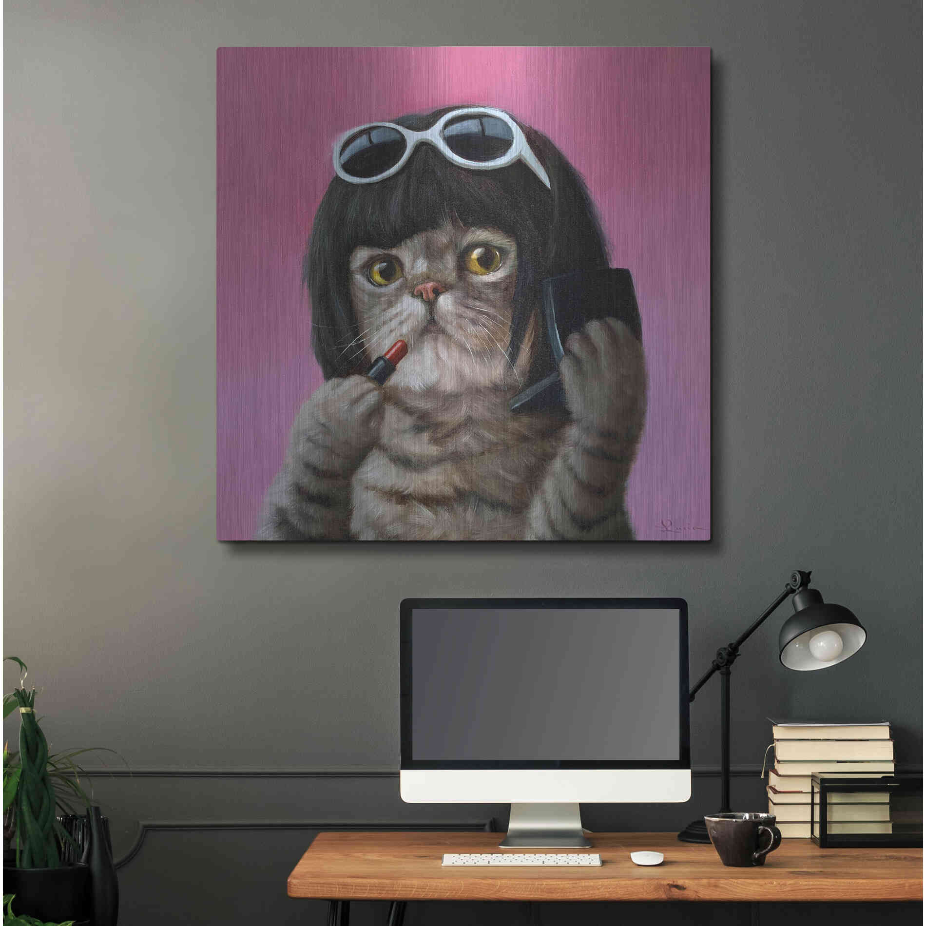 Luxe Metal Art 'Bob Cat' by Lucia Heffernan, Metal Wall Art,36x36