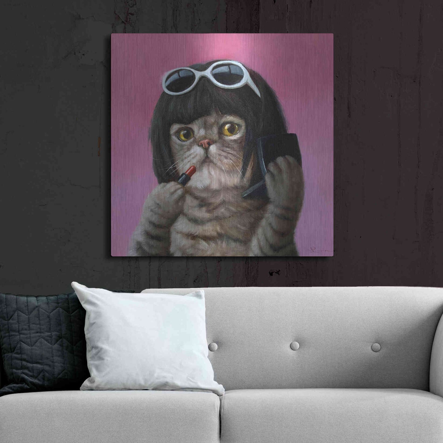 Luxe Metal Art 'Bob Cat' by Lucia Heffernan, Metal Wall Art,36x36