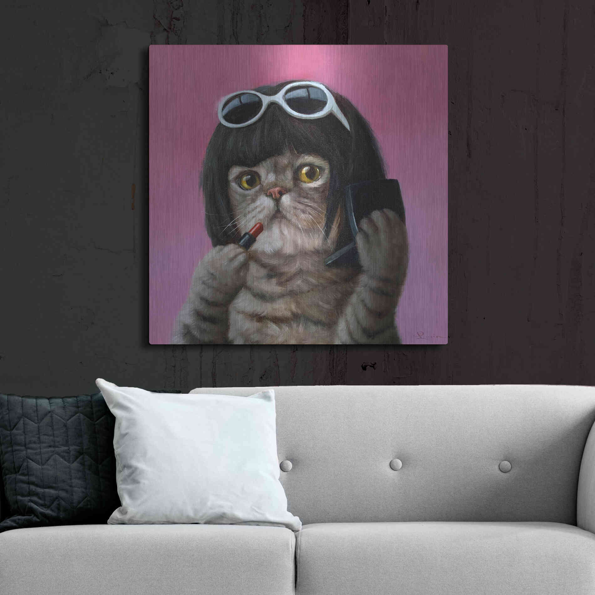 Luxe Metal Art 'Bob Cat' by Lucia Heffernan, Metal Wall Art,36x36