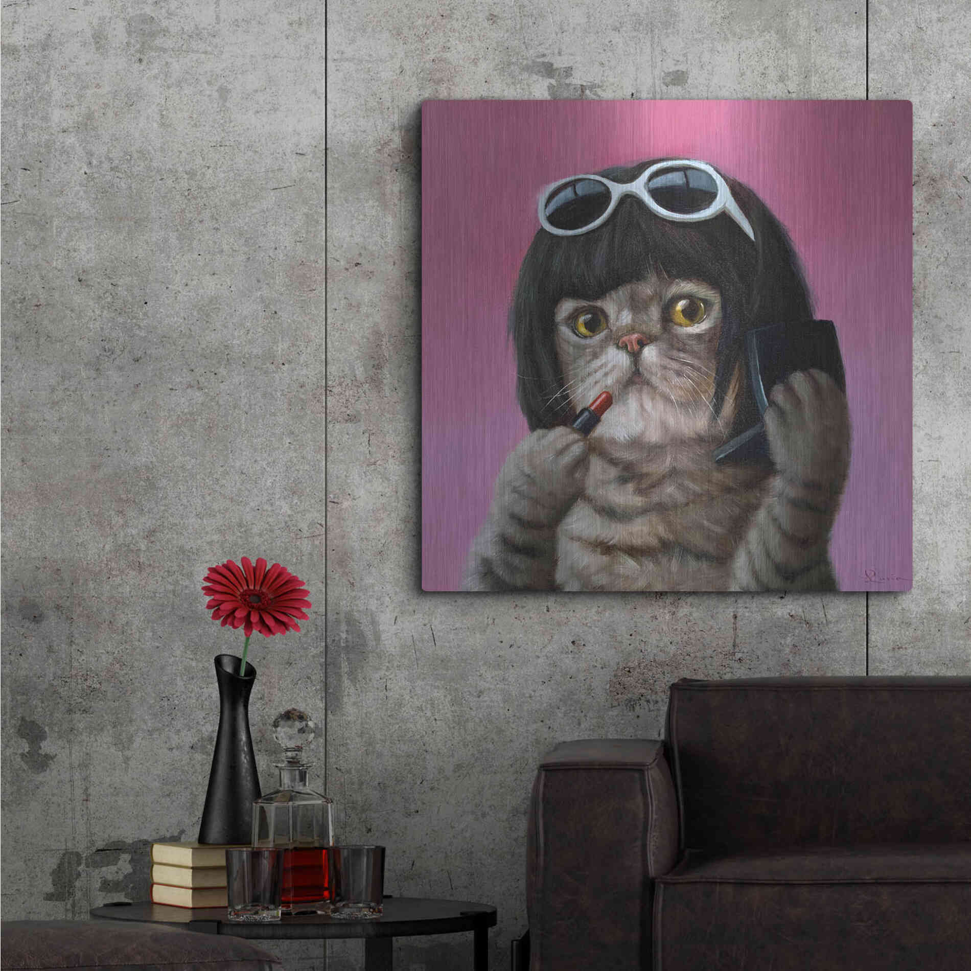 Luxe Metal Art 'Bob Cat' by Lucia Heffernan, Metal Wall Art,36x36