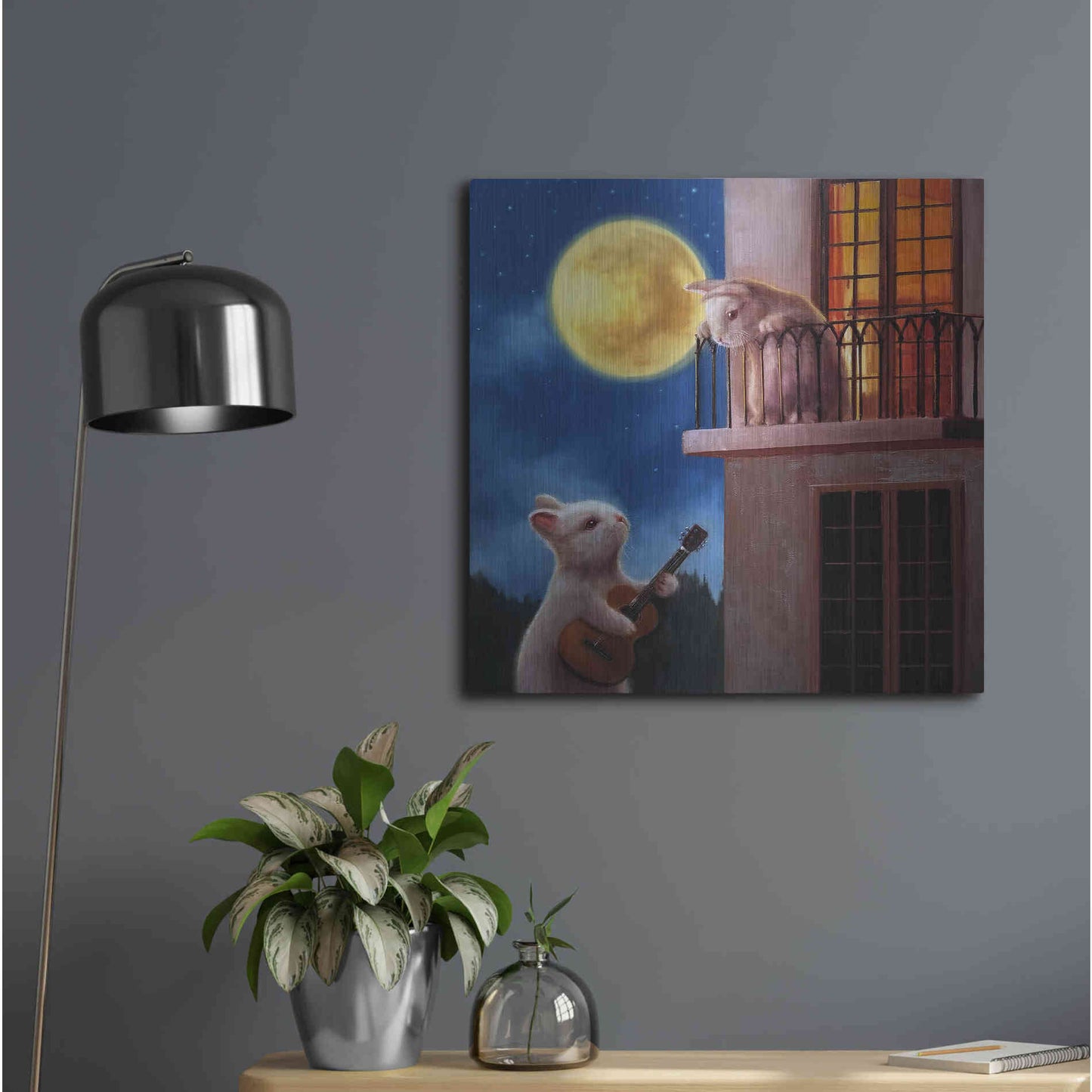 Luxe Metal Art 'Moonlight Serenade' by Lucia Heffernan, Metal Wall Art,24x24