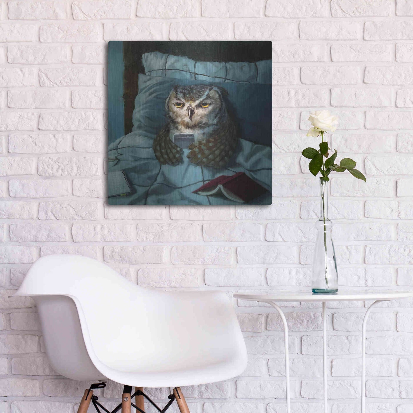 Luxe Metal Art 'Night Owl' by Lucia Heffernan, Metal Wall Art,24x24