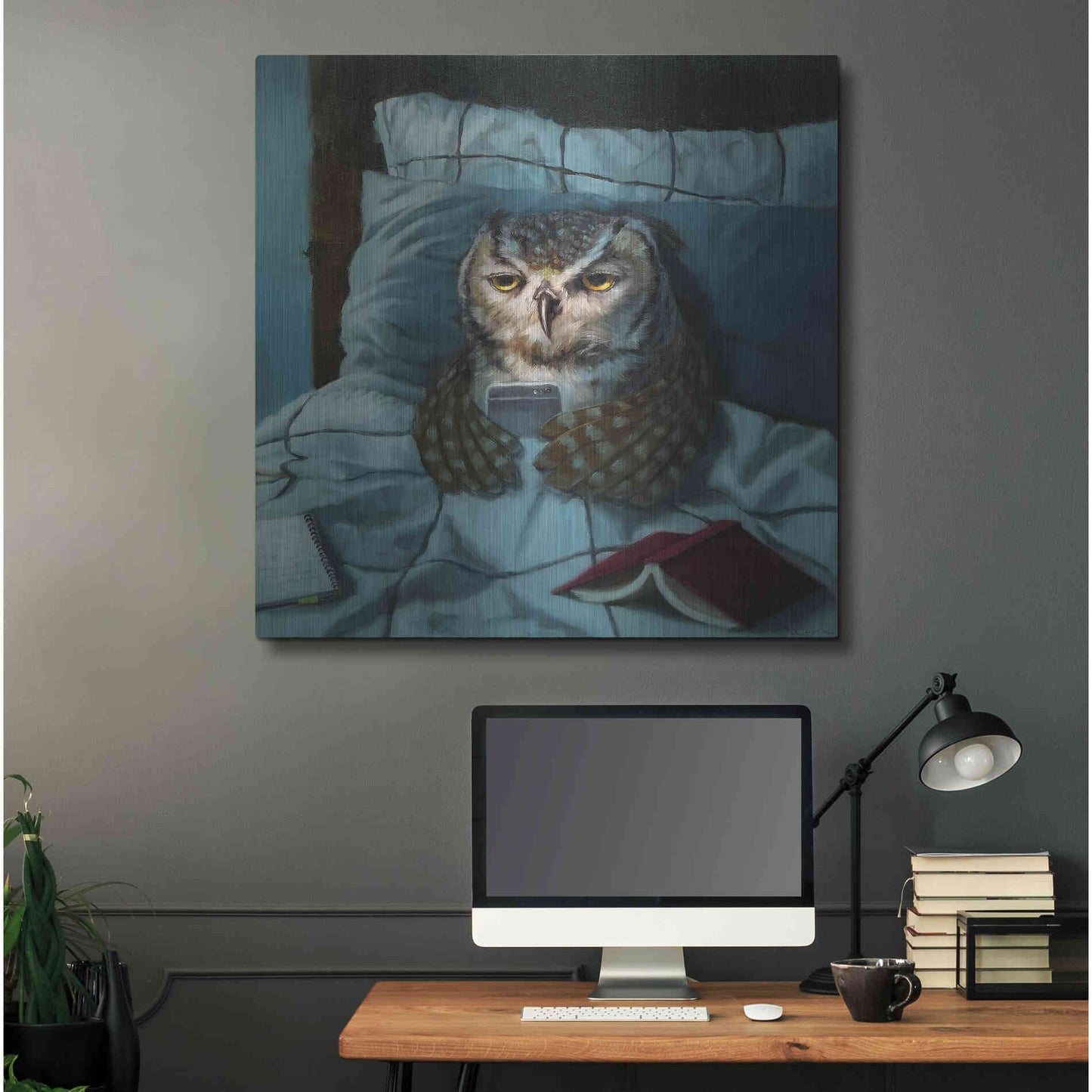 Luxe Metal Art 'Night Owl' by Lucia Heffernan, Metal Wall Art,36x36