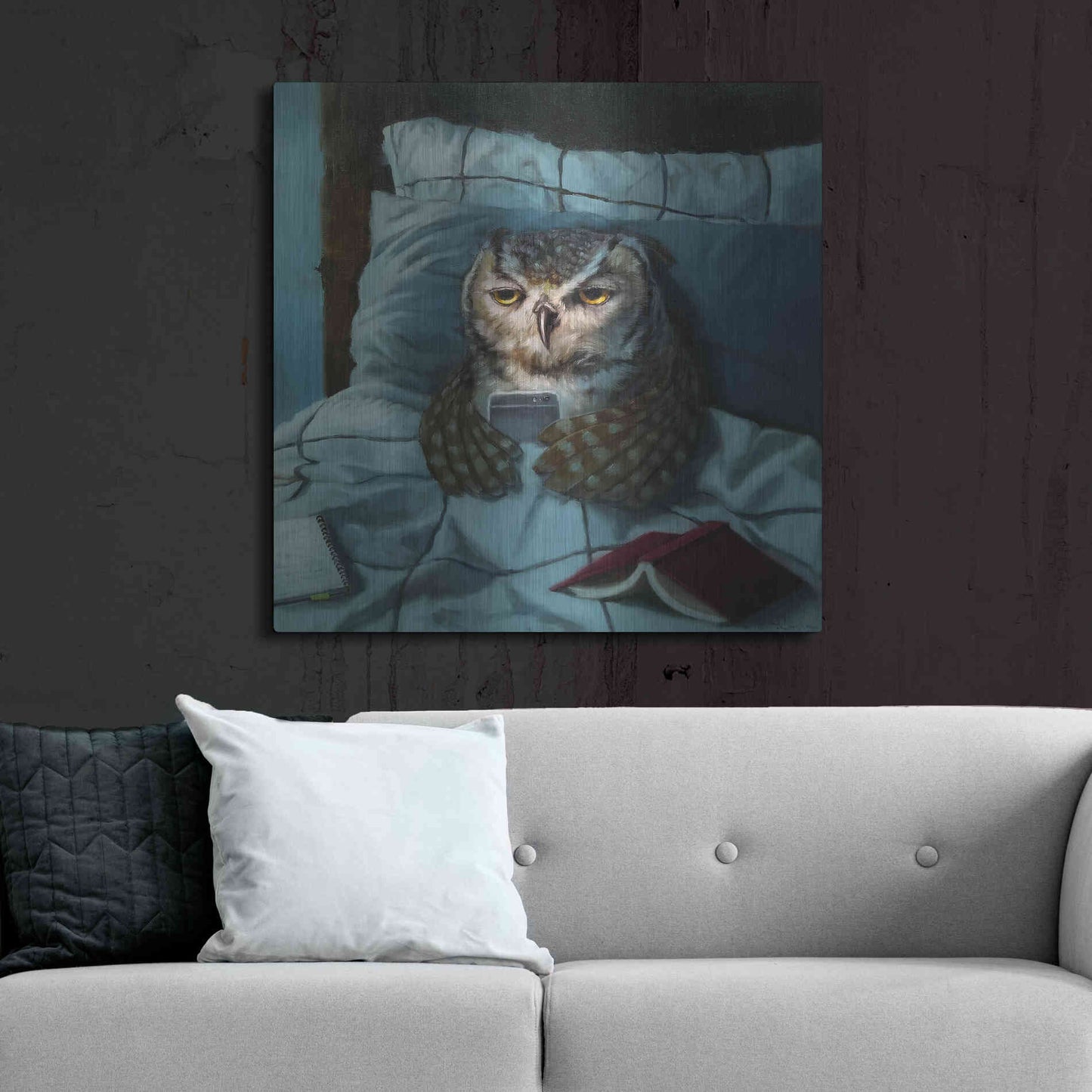 Luxe Metal Art 'Night Owl' by Lucia Heffernan, Metal Wall Art,36x36