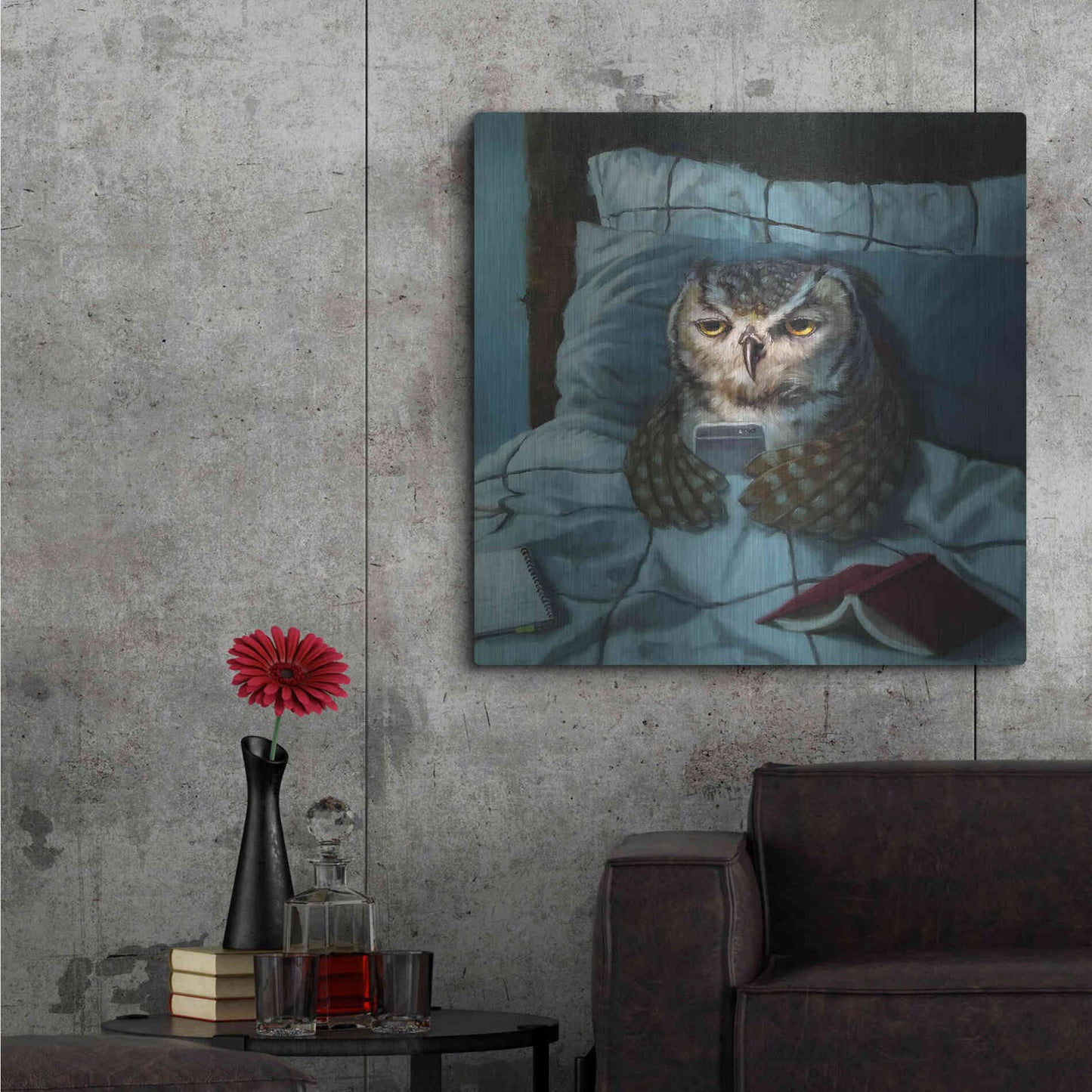 Luxe Metal Art 'Night Owl' by Lucia Heffernan, Metal Wall Art,36x36