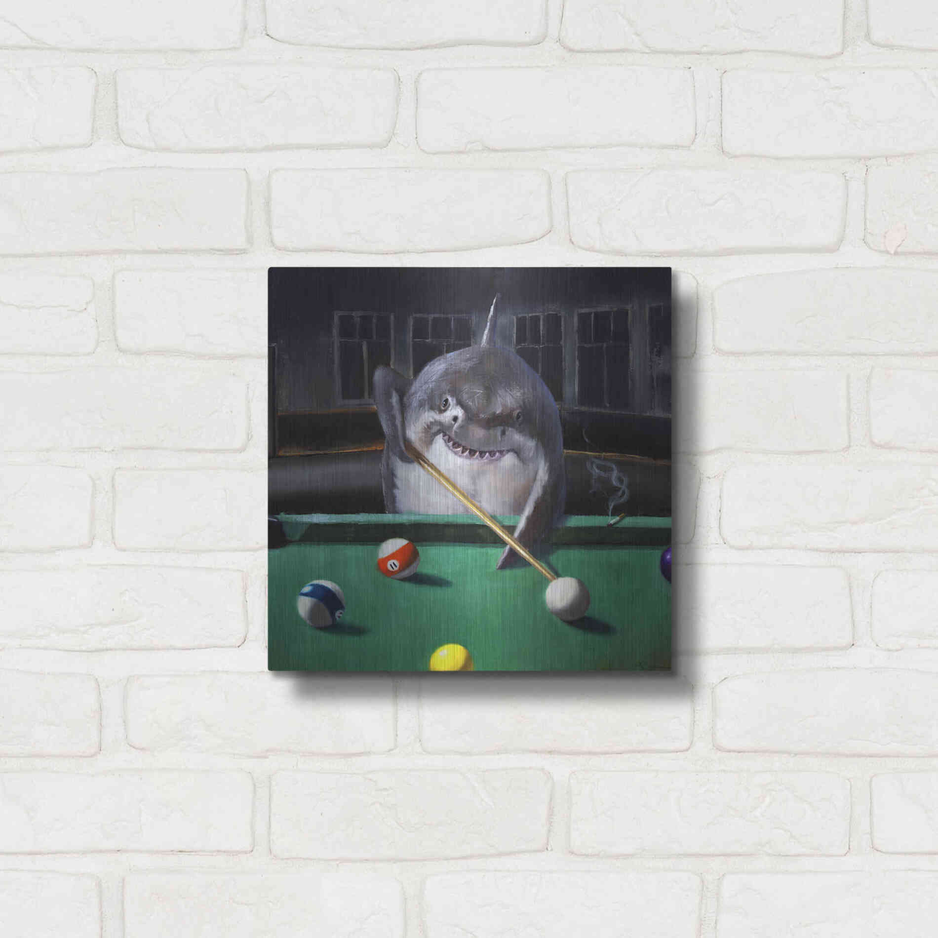 Luxe Metal Art 'Pool Shark' by Lucia Heffernan, Metal Wall Art,12x12