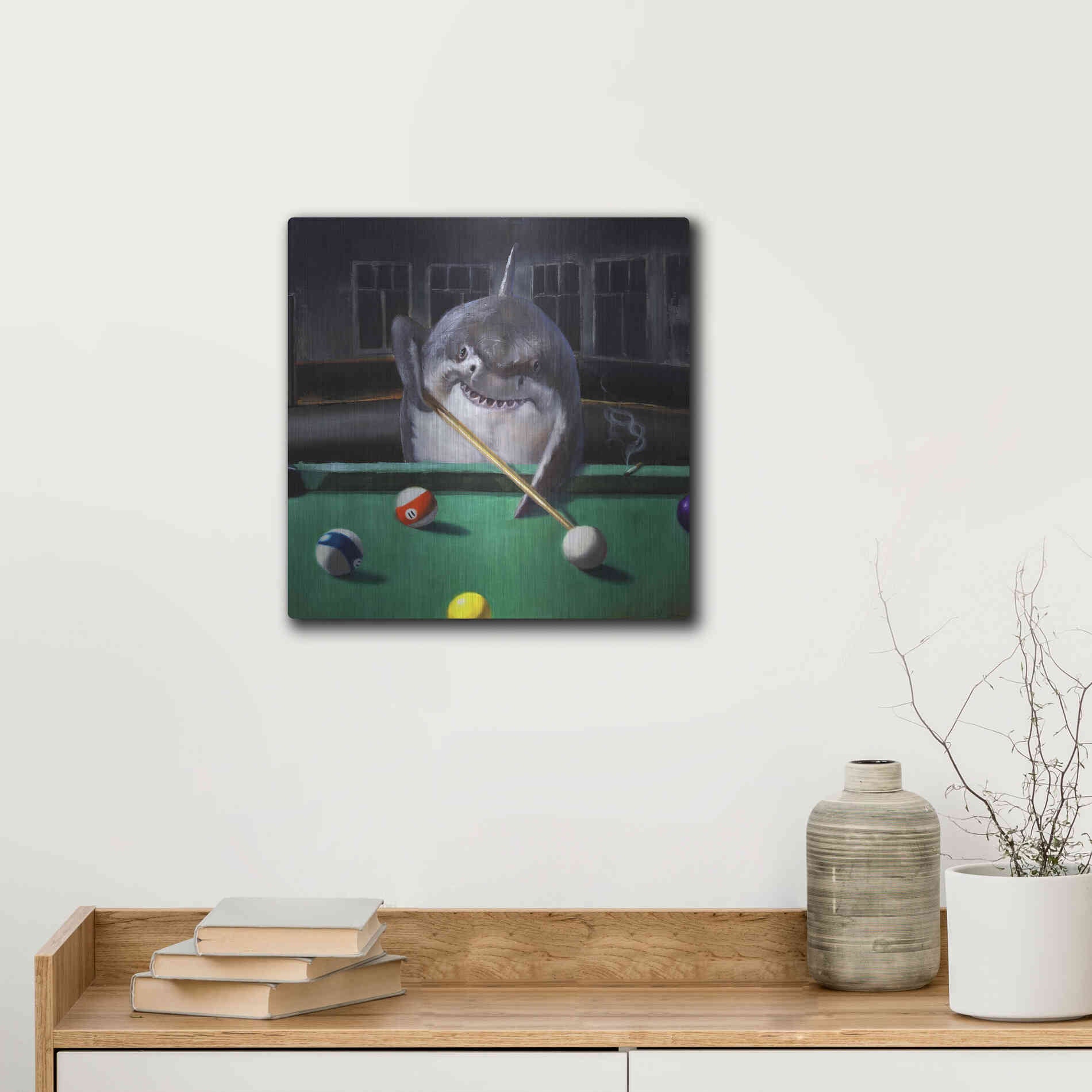 Luxe Metal Art 'Pool Shark' by Lucia Heffernan, Metal Wall Art,12x12