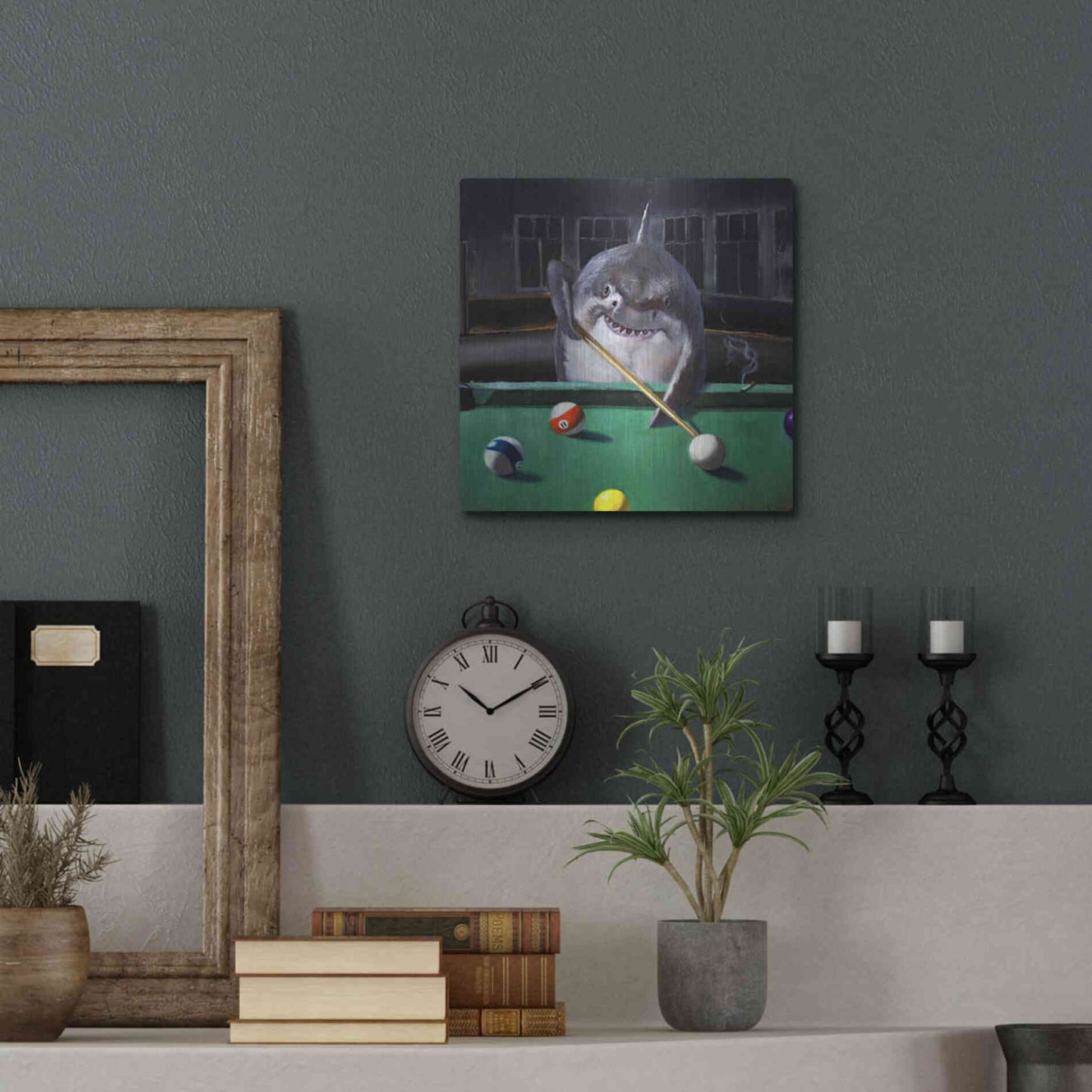 Luxe Metal Art 'Pool Shark' by Lucia Heffernan, Metal Wall Art,12x12