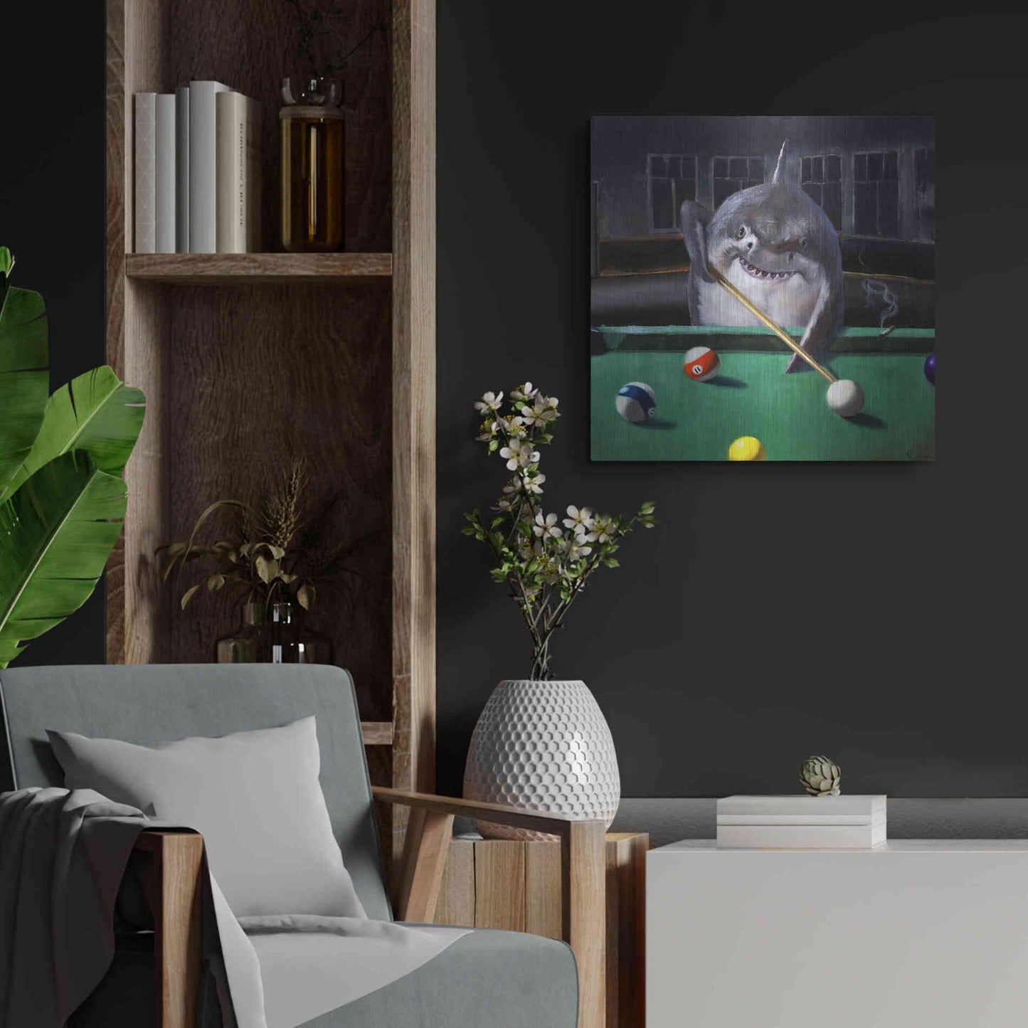 Luxe Metal Art 'Pool Shark' by Lucia Heffernan, Metal Wall Art,24x24