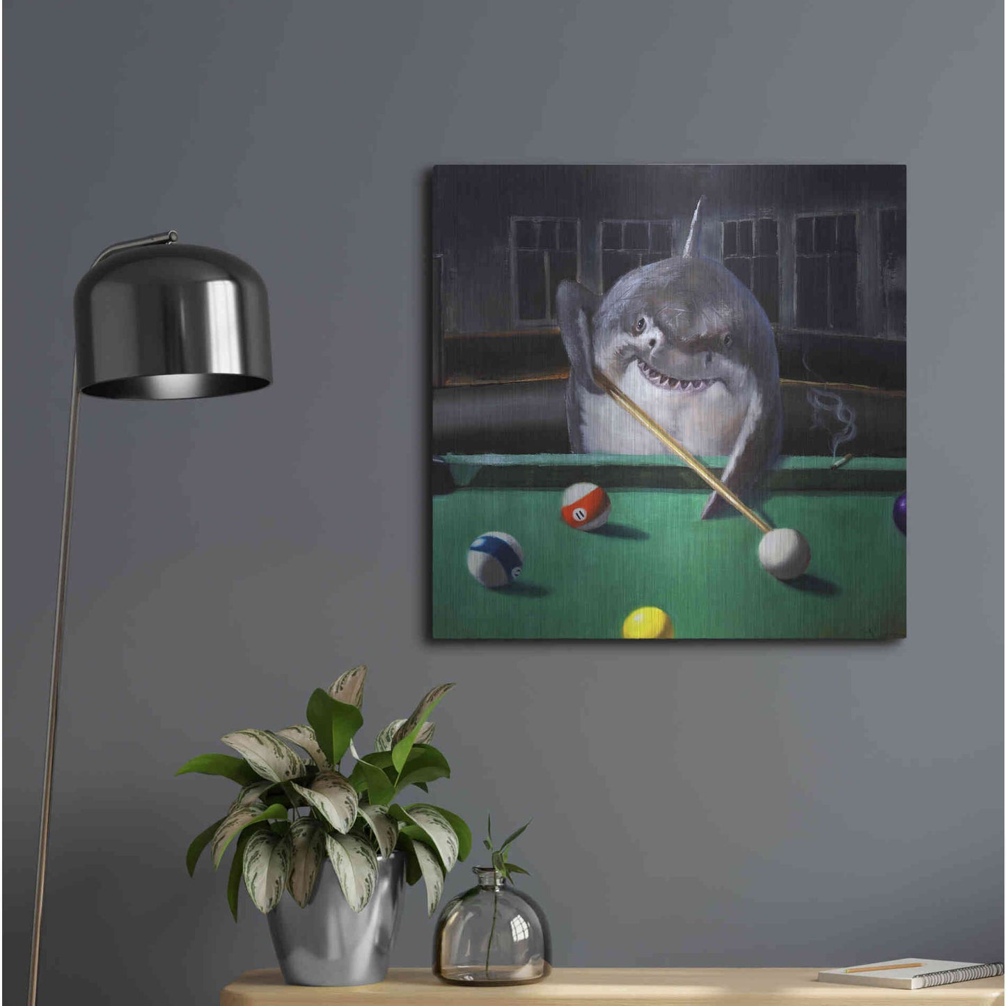 Luxe Metal Art 'Pool Shark' by Lucia Heffernan, Metal Wall Art,24x24
