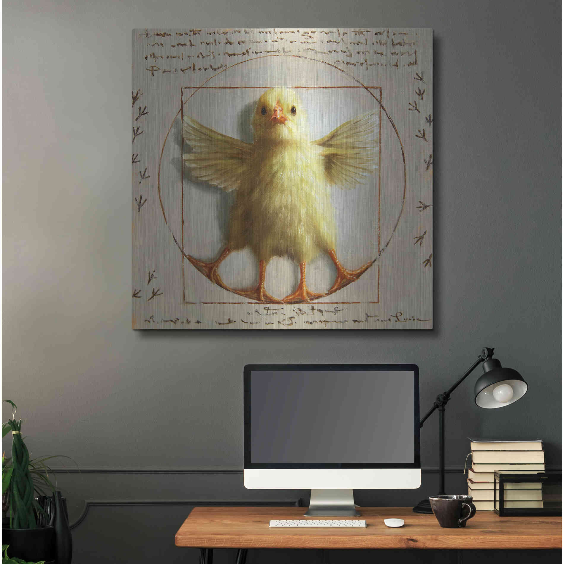 Luxe Metal Art 'Vitruvian Chick' by Lucia Heffernan, Metal Wall Art,36x36