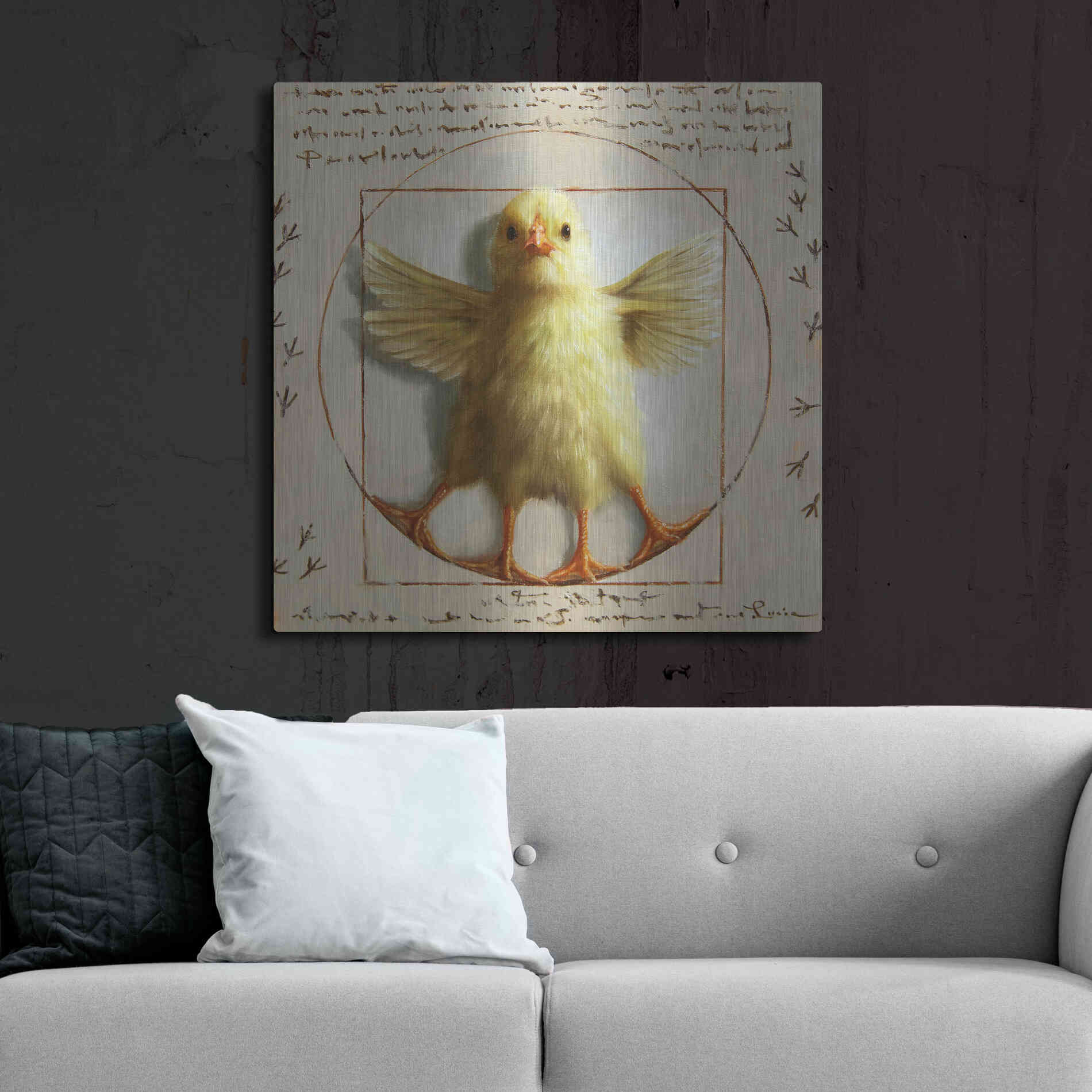 Luxe Metal Art 'Vitruvian Chick' by Lucia Heffernan, Metal Wall Art,36x36