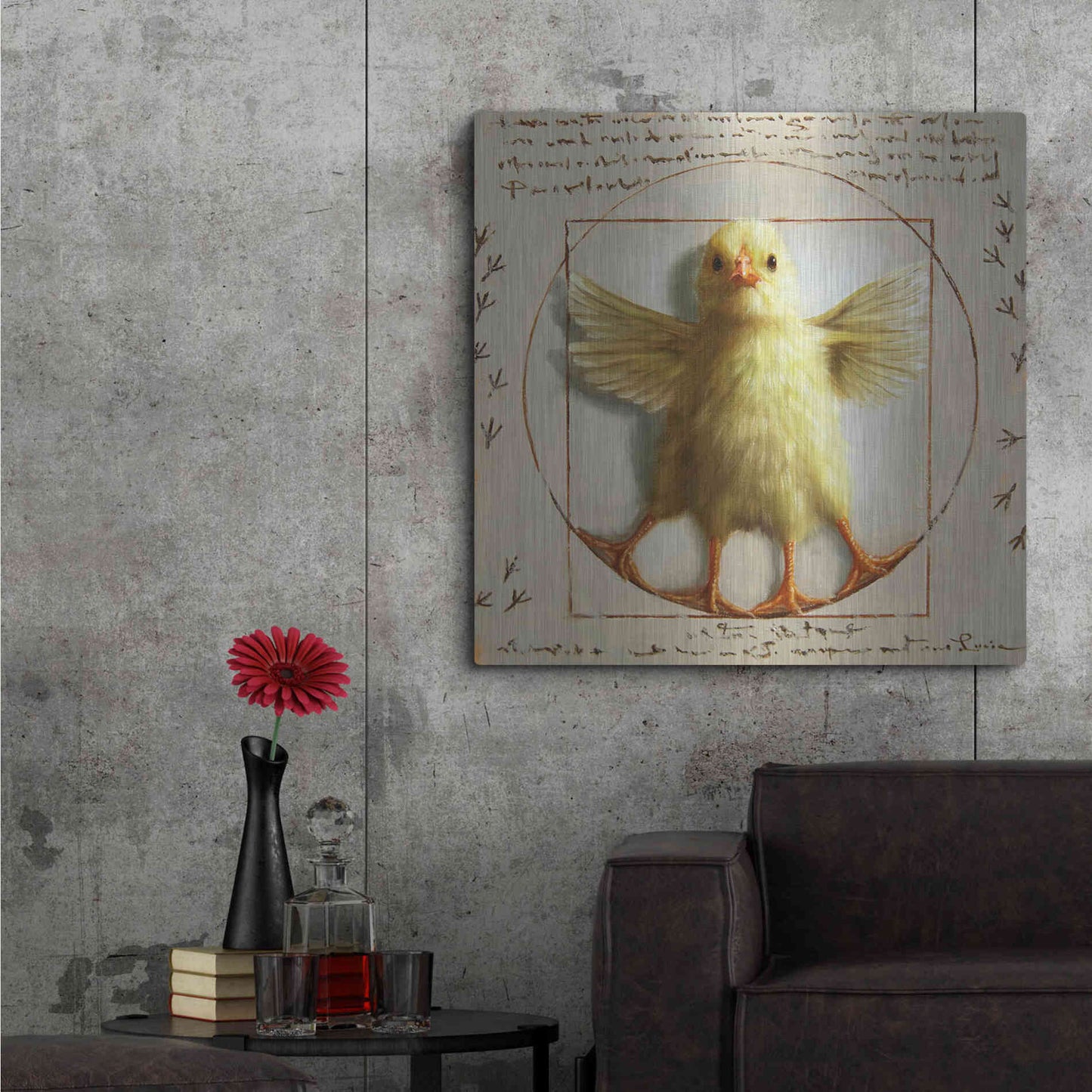 Luxe Metal Art 'Vitruvian Chick' by Lucia Heffernan, Metal Wall Art,36x36