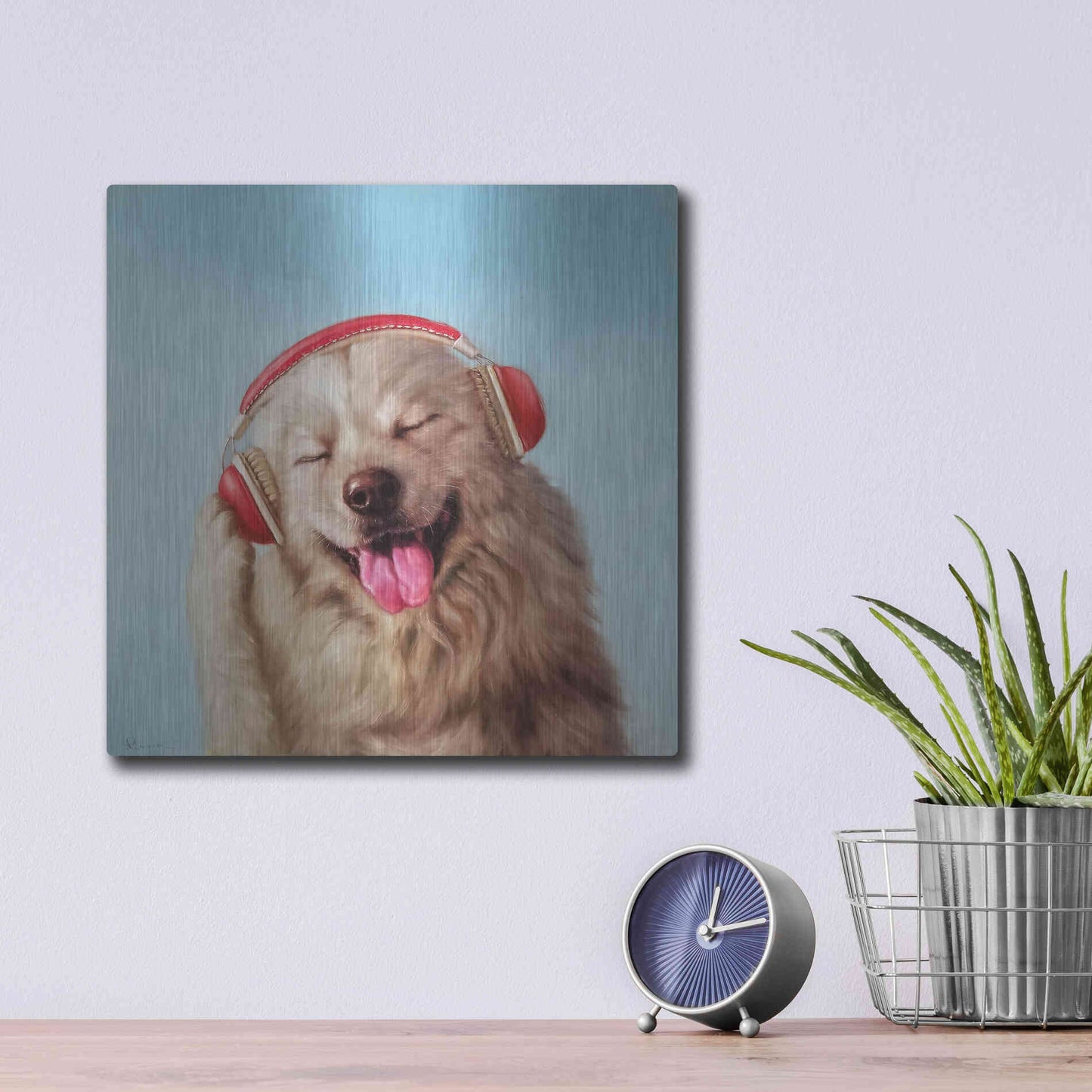 Luxe Metal Art 'Woof Jam' by Lucia Heffernan, Metal Wall Art,12x12