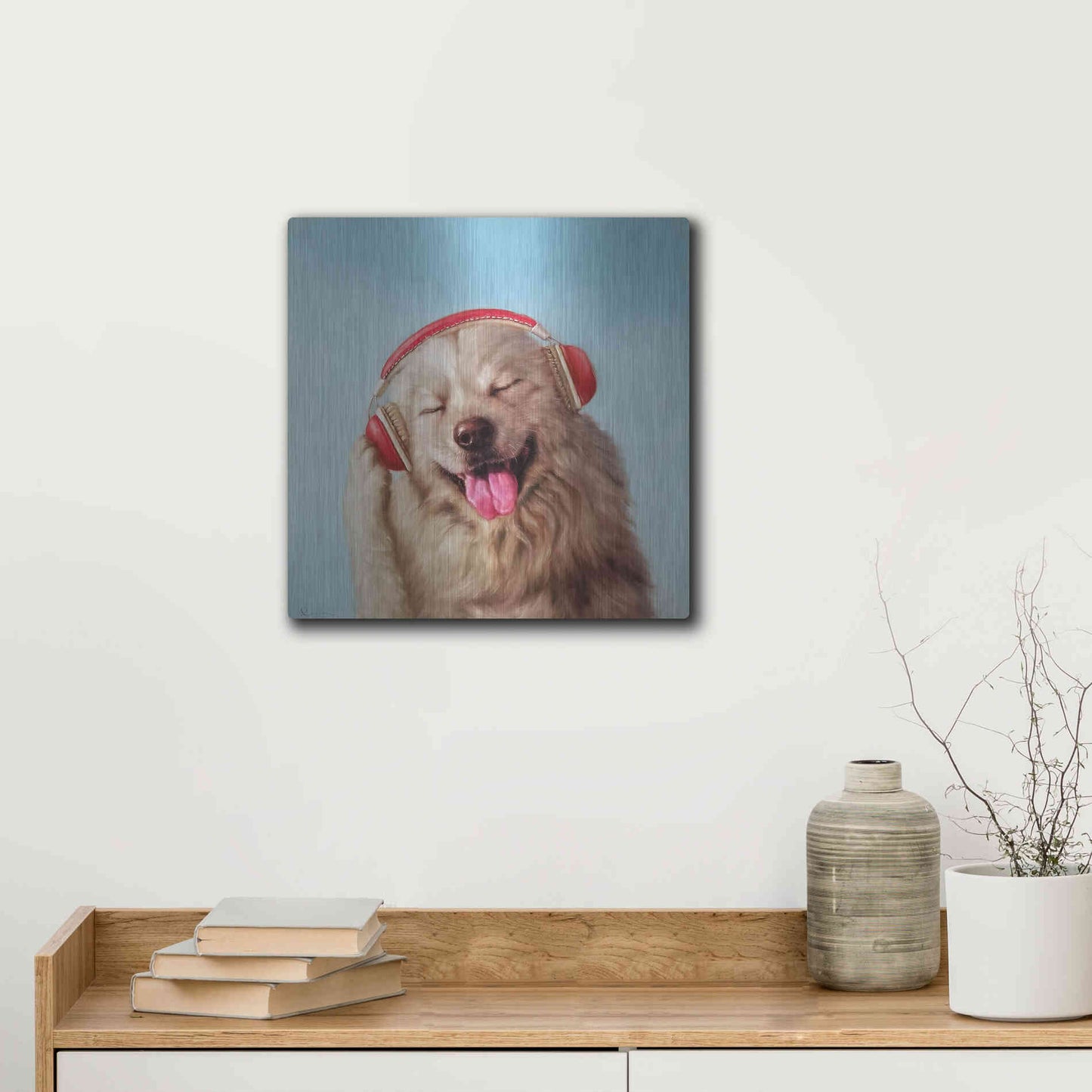 Luxe Metal Art 'Woof Jam' by Lucia Heffernan, Metal Wall Art,12x12