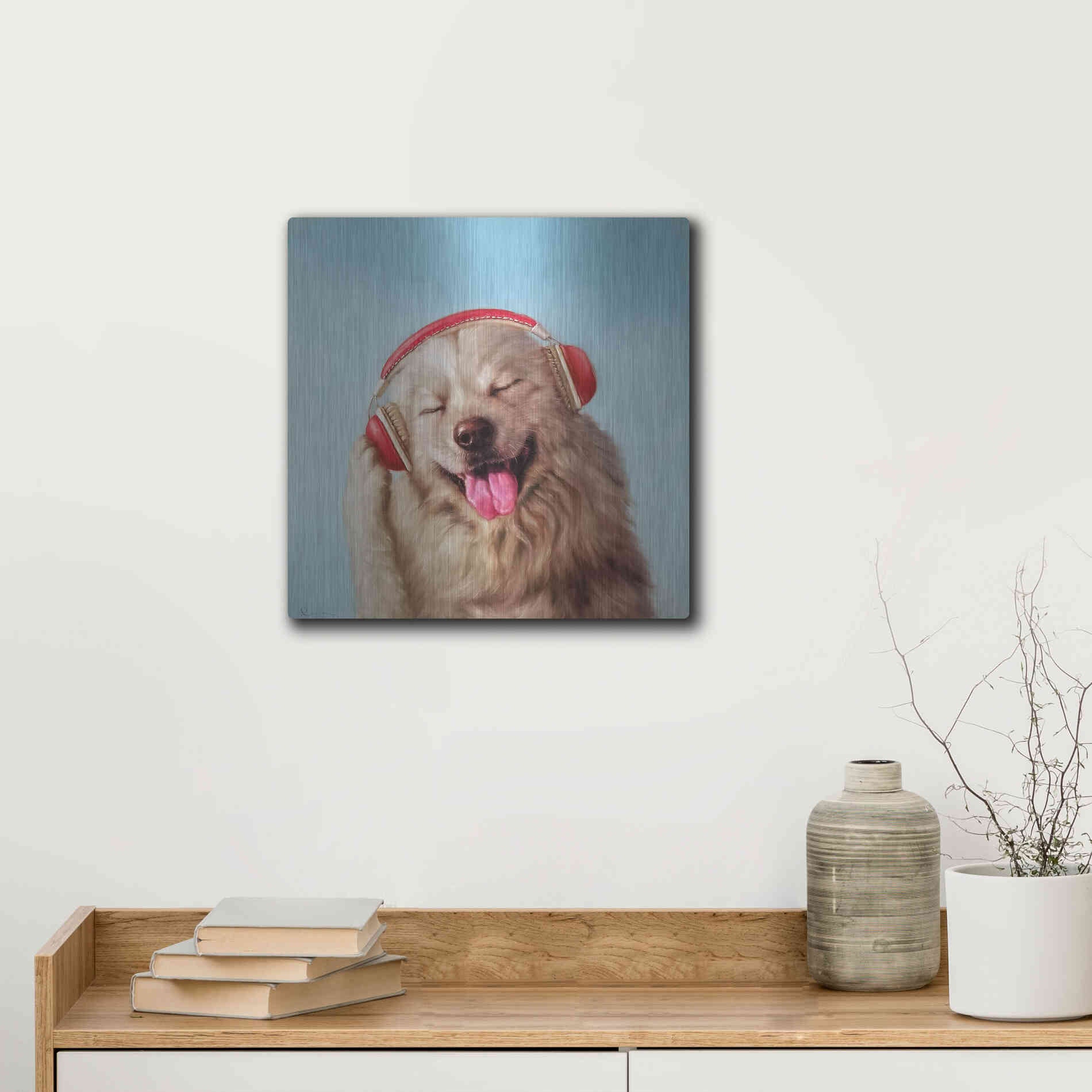 Luxe Metal Art 'Woof Jam' by Lucia Heffernan, Metal Wall Art,12x12