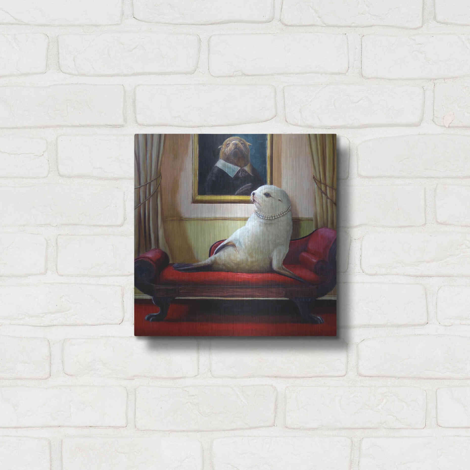 Luxe Metal Art 'Trophy Wife' by Lucia Heffernan, Metal Wall Art,12x12