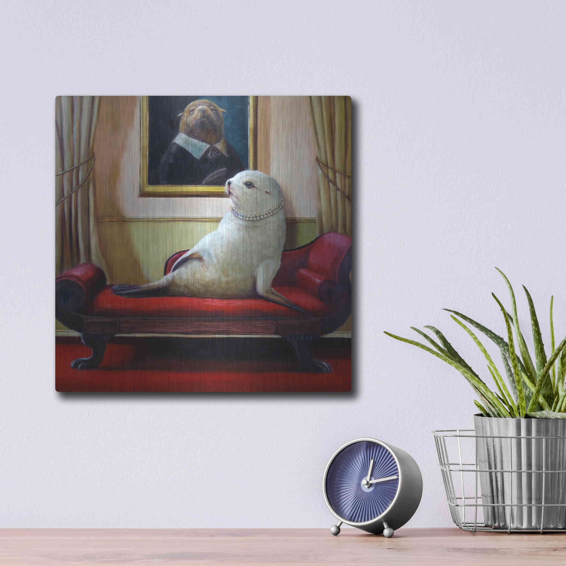 Luxe Metal Art 'Trophy Wife' by Lucia Heffernan, Metal Wall Art,12x12