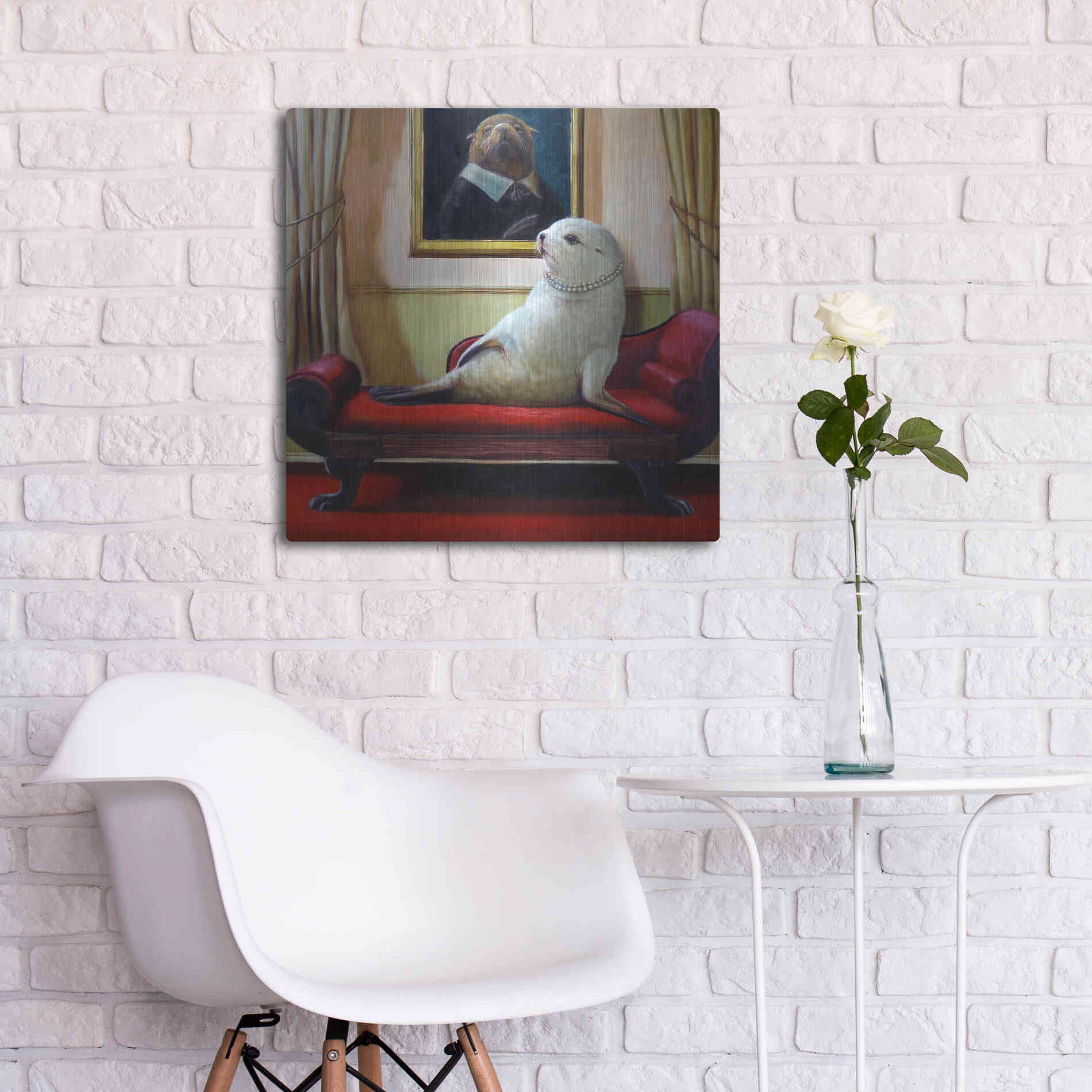 Luxe Metal Art 'Trophy Wife' by Lucia Heffernan, Metal Wall Art,24x24