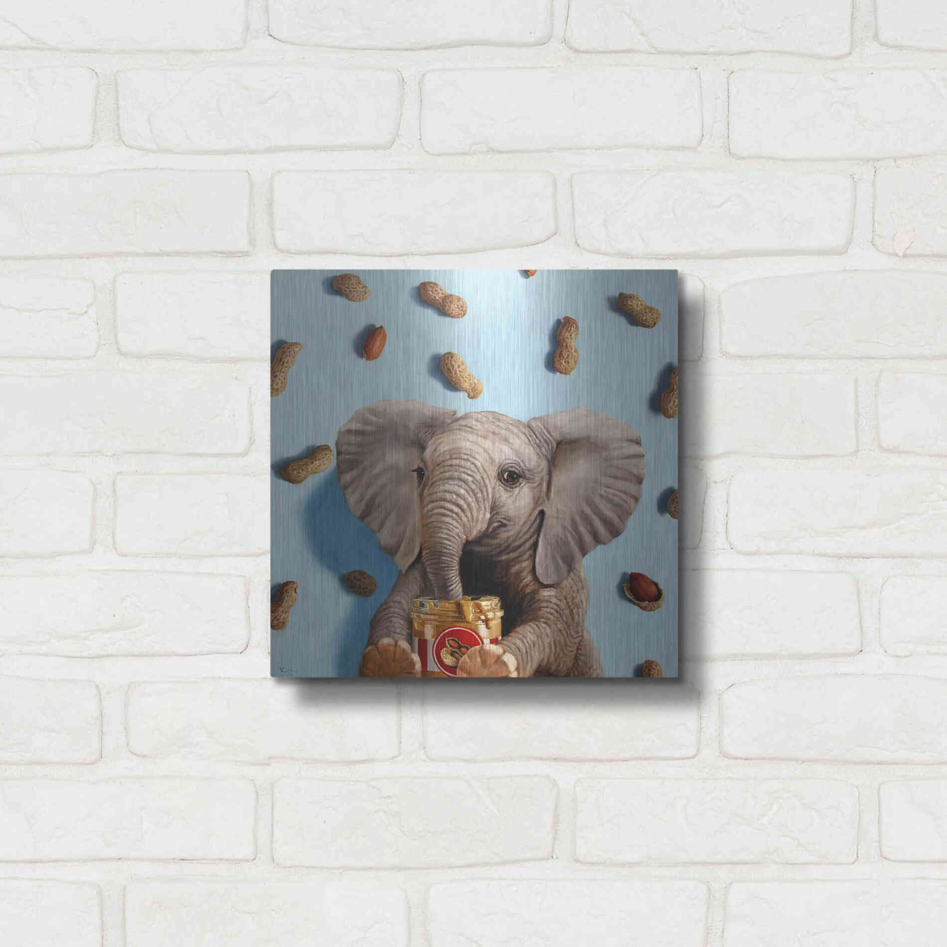 Luxe Metal Art 'Feeling Nutty' by Lucia Heffernan, Metal Wall Art,12x12