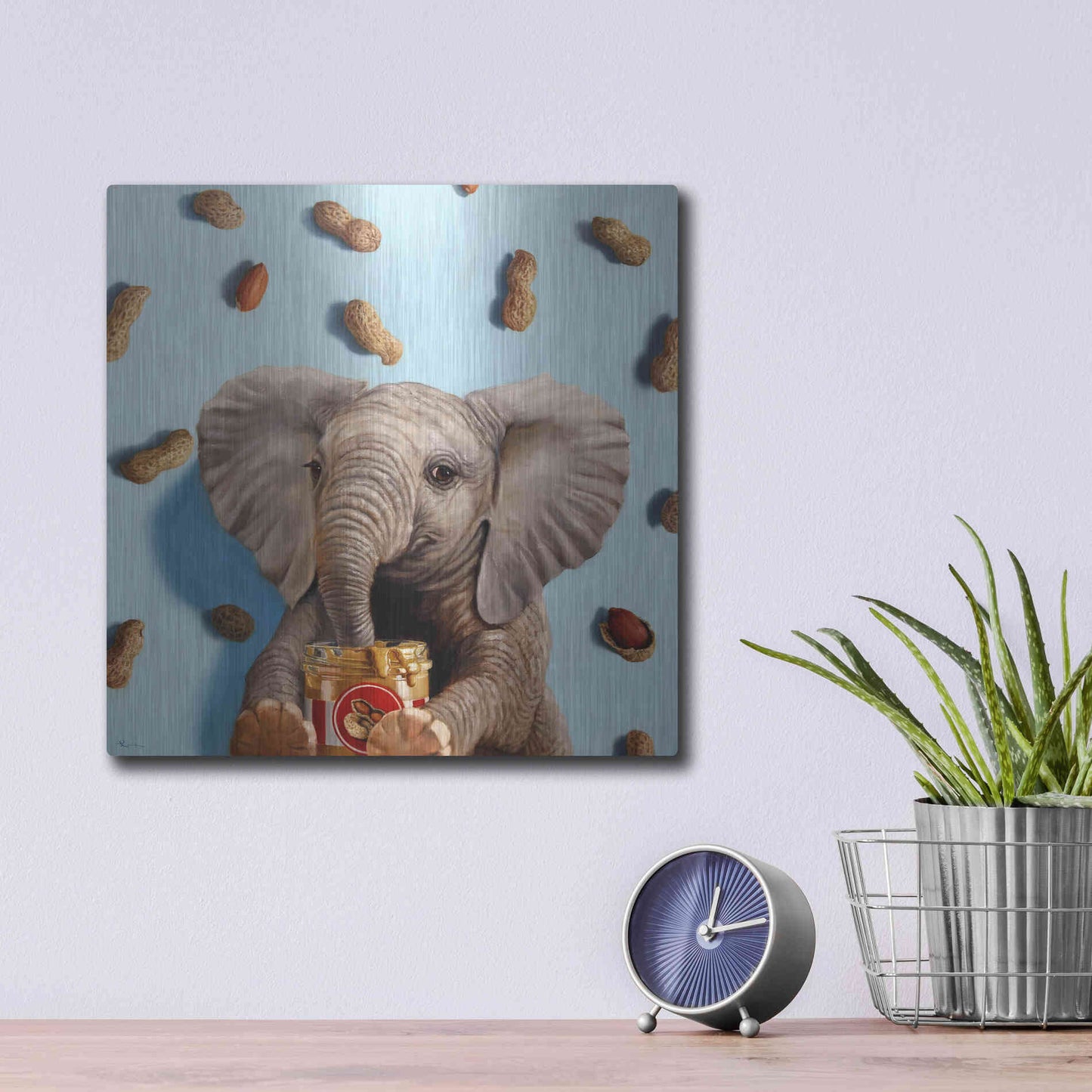 Luxe Metal Art 'Feeling Nutty' by Lucia Heffernan, Metal Wall Art,12x12