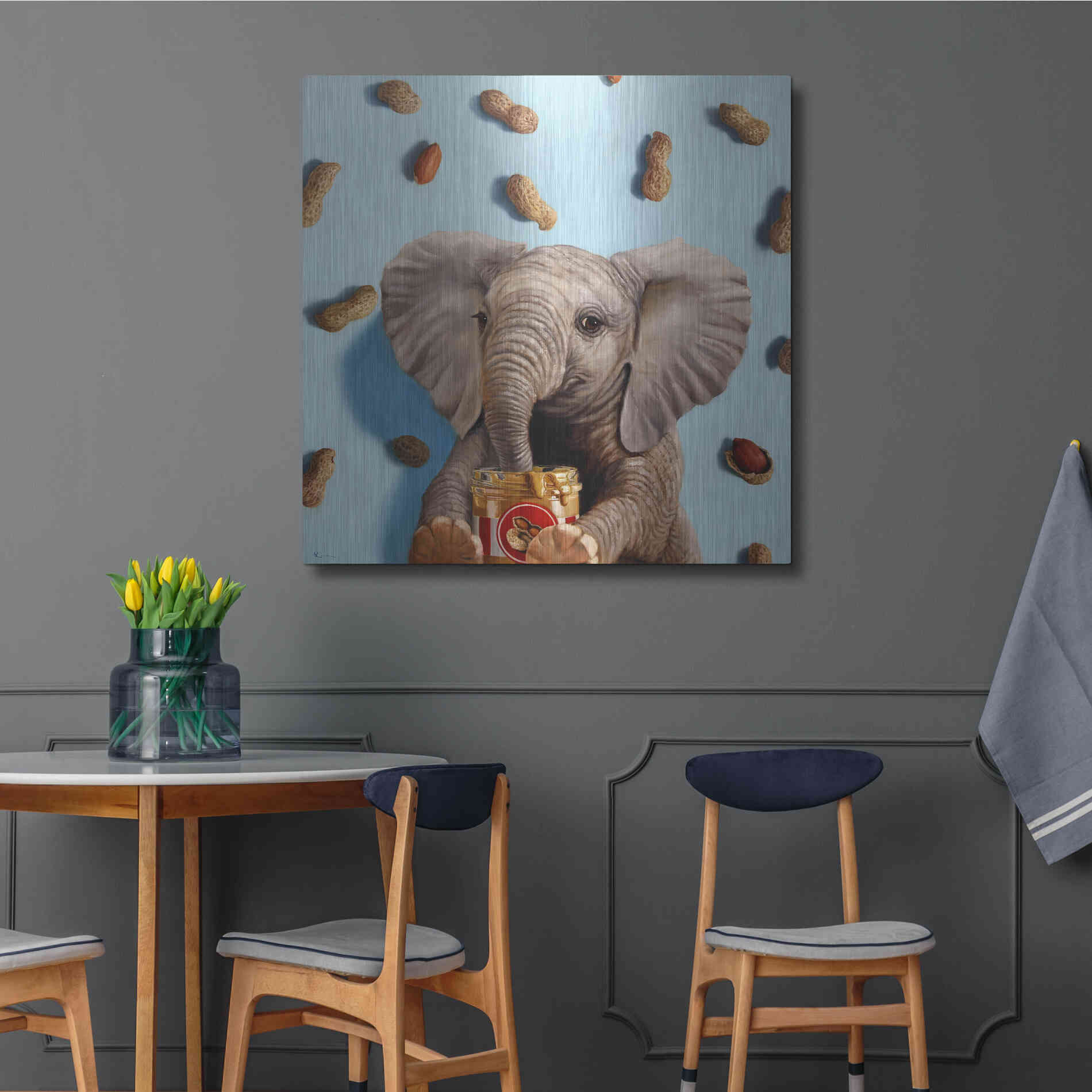 Luxe Metal Art 'Feeling Nutty' by Lucia Heffernan, Metal Wall Art,36x36